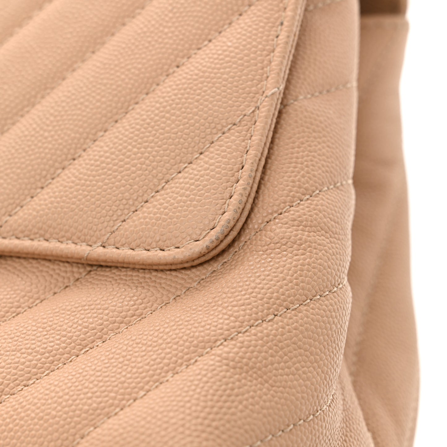 Caviar Chevron Quilted Small Coco Handle Flap Beige