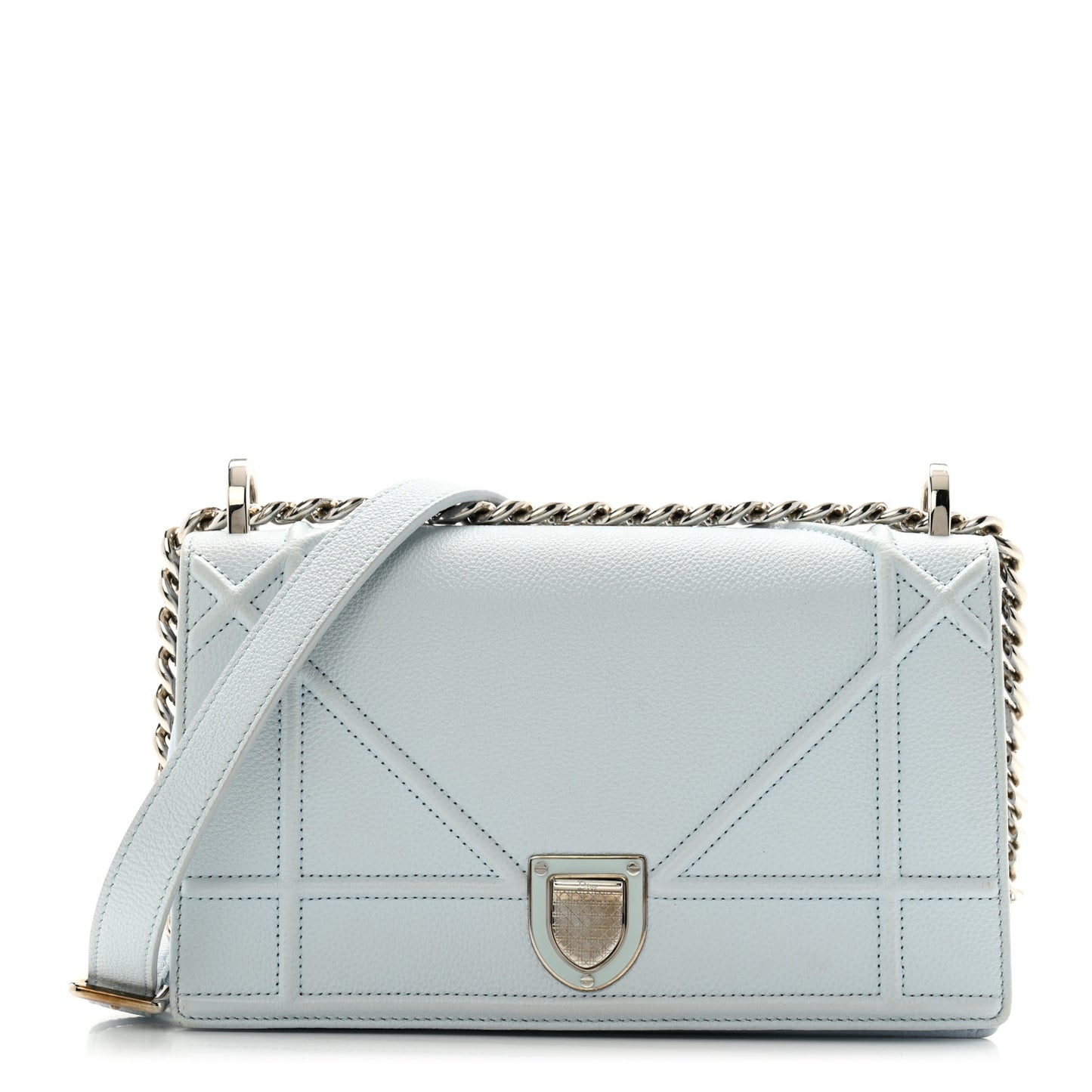 Grained Calfskin Medium Diorama Flap Bag Light blue