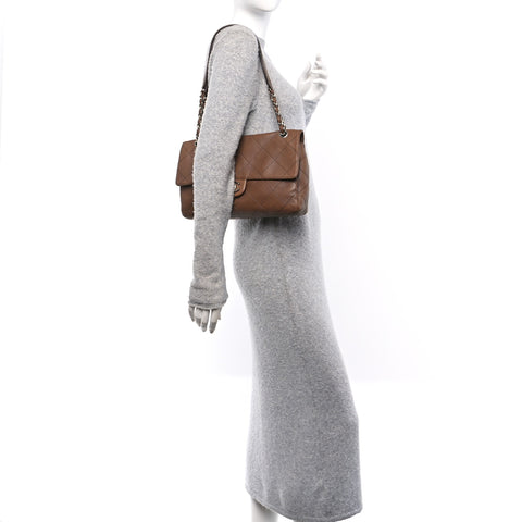 Lambskin Stitched Orient Express Flap Brown