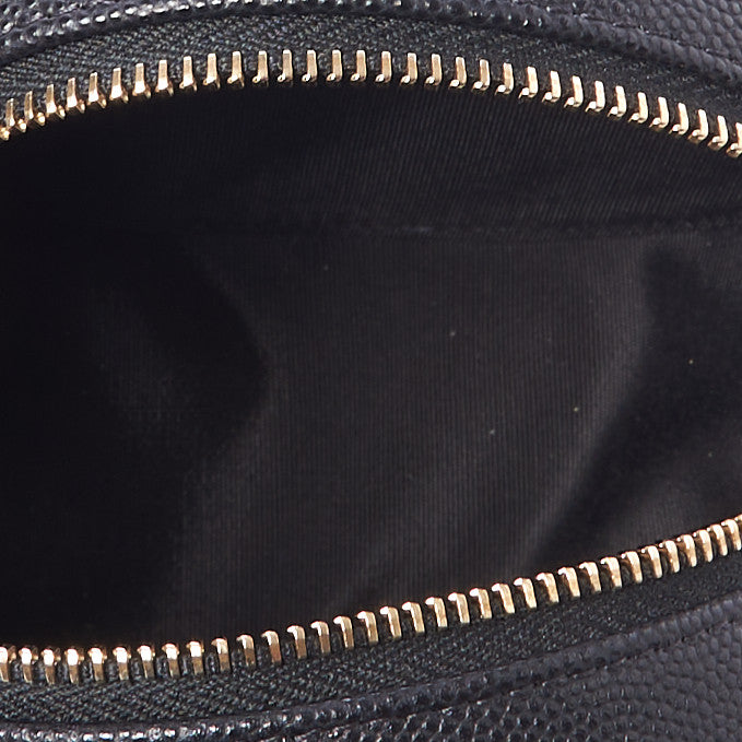 Caviar Quilted Round Filigree Crossbody Black