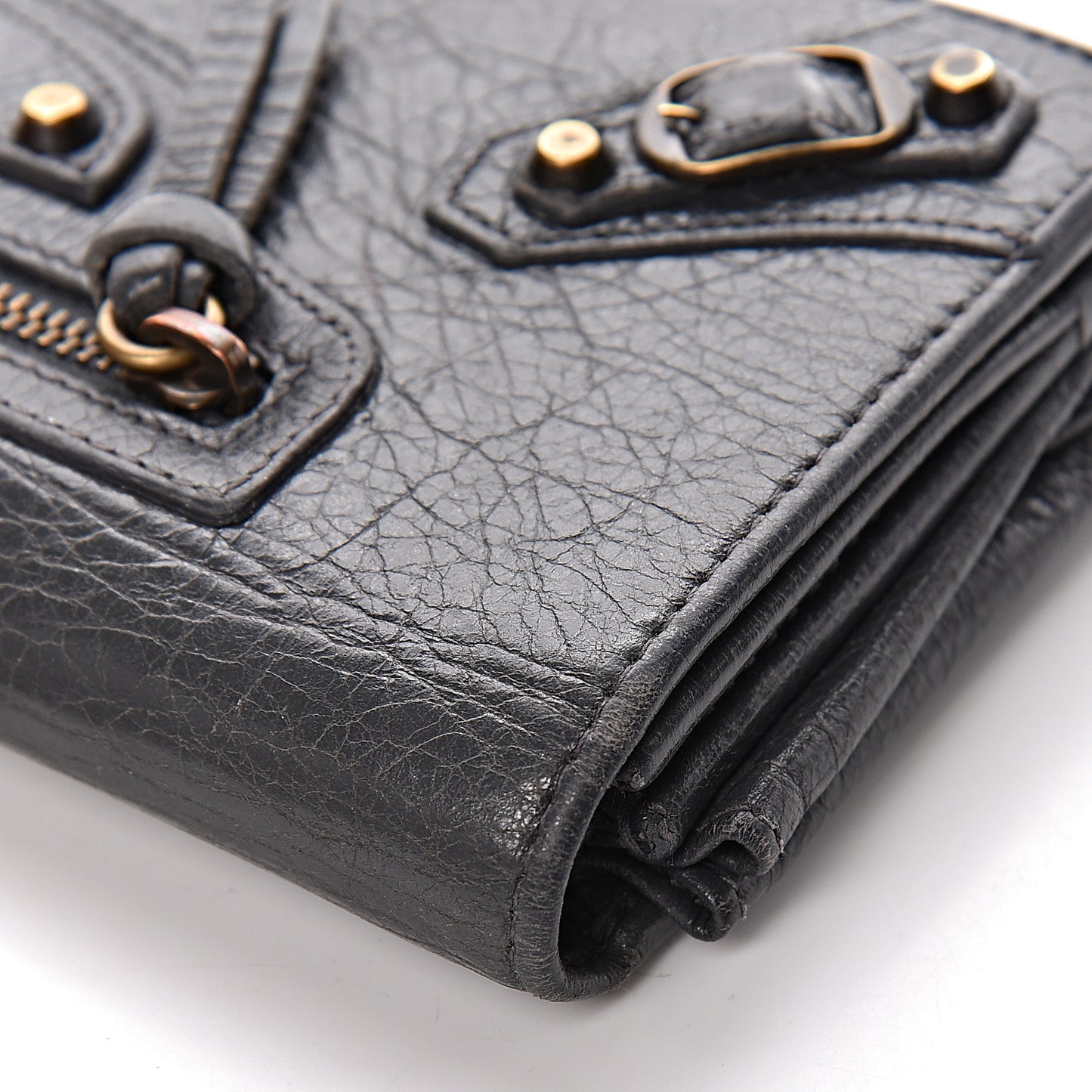 Agneau Classic Hardware Money Wallet Gris Fossile