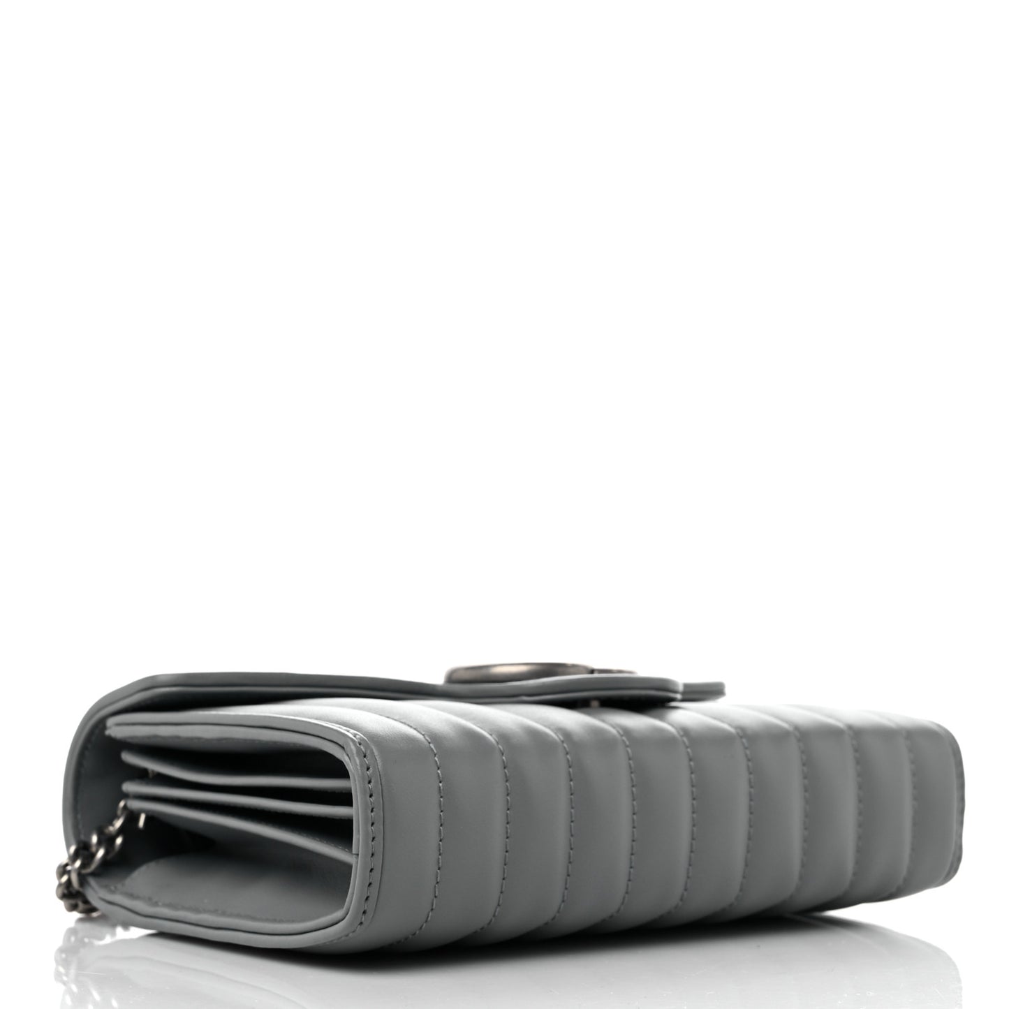 Calfskin Matelasse Aria GG Marmont Chain Wallet Deep Grey