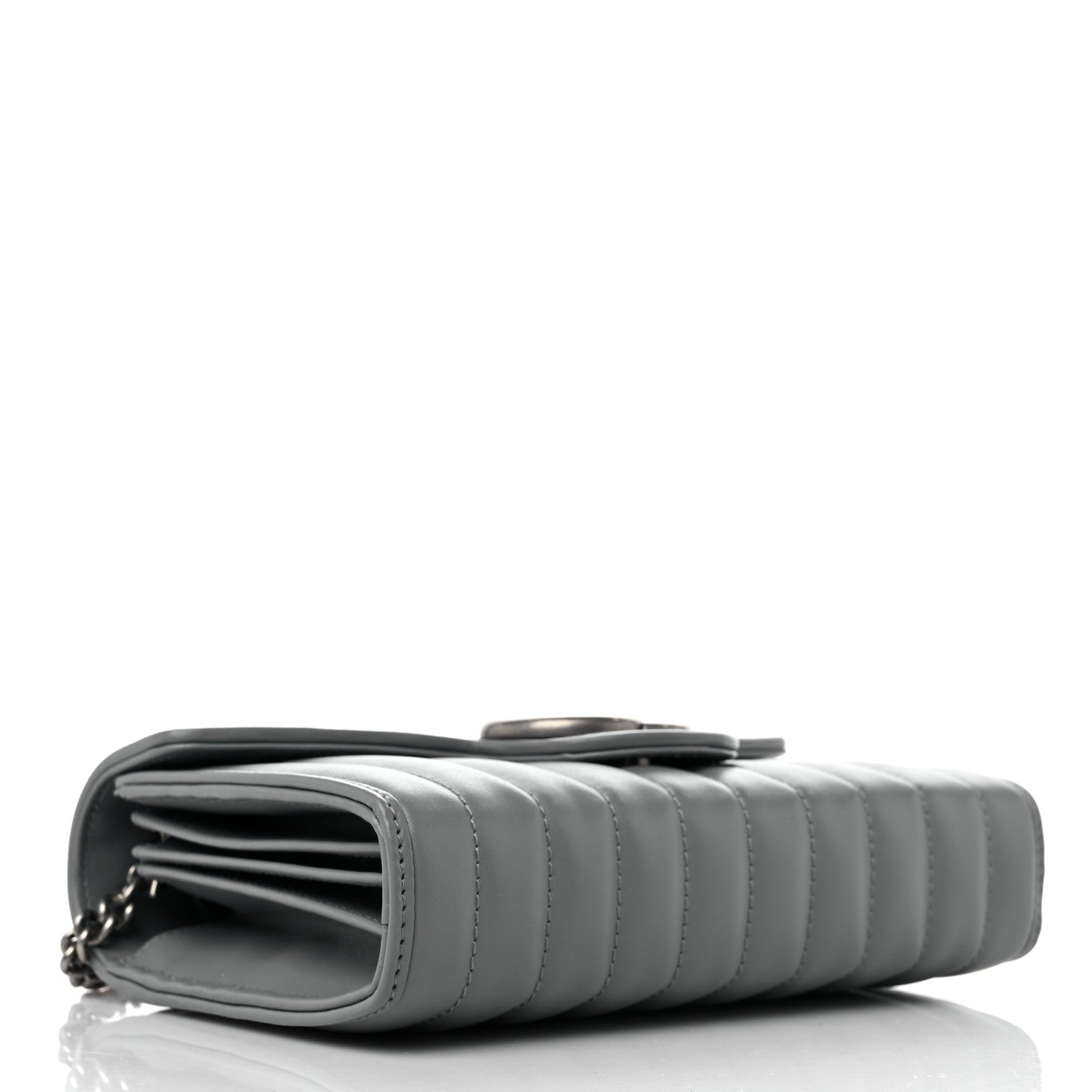 Gucci Calfskin Matelasse Aria GG Marmont Chain Wallet Deep Grey 4 of 10