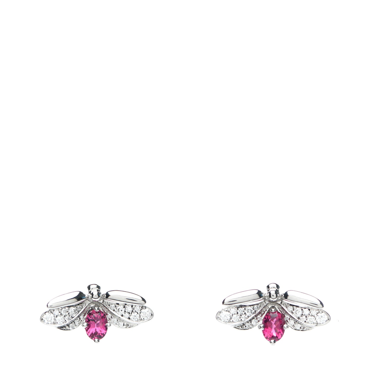 Platinum Diamond Rubellite Paper Flowers Firefly Earrings