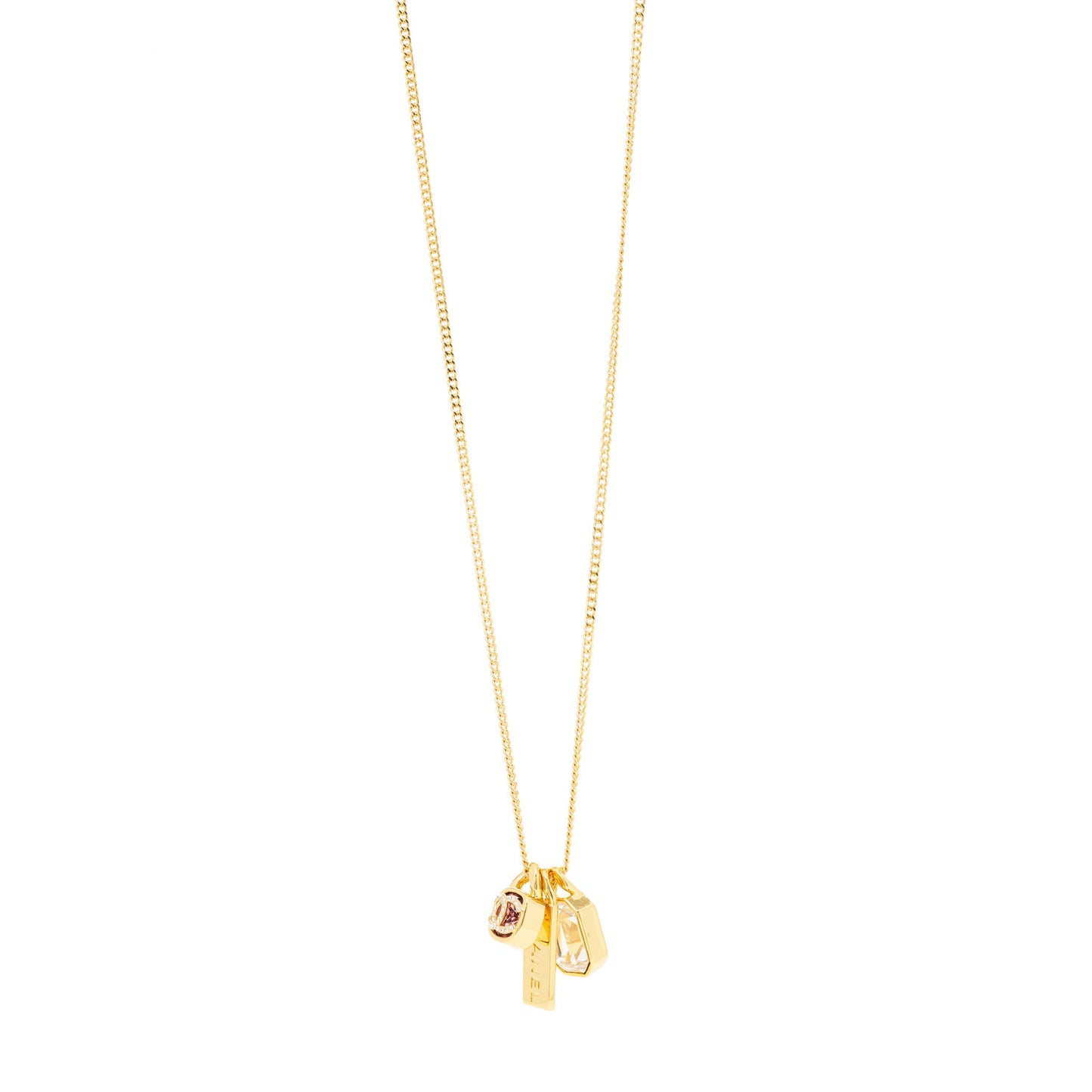 Metal Crystal Charm Necklace Purple Gold