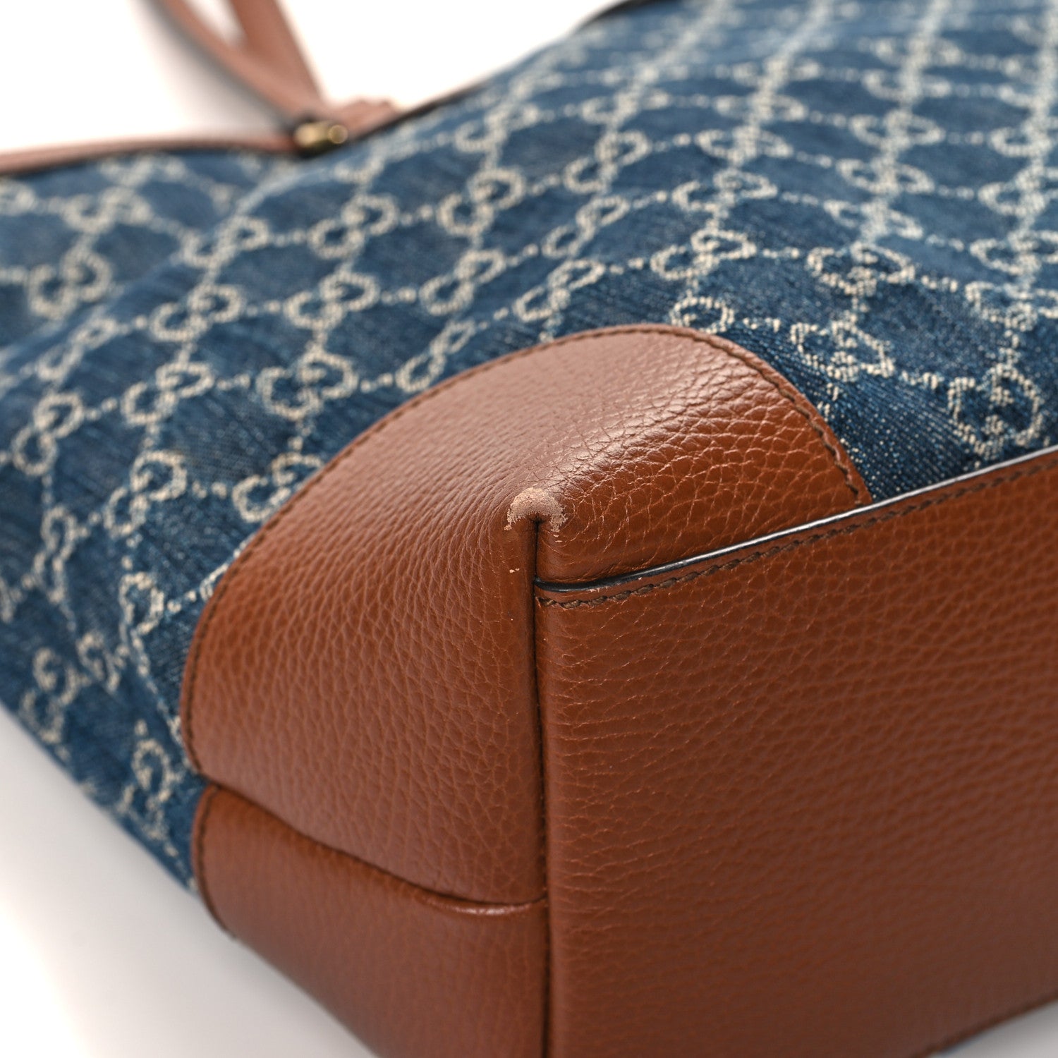 Gucci New Denim GG Monogram Medium Ophidia Shopping Tote Blue Tea Cuir 11 of 13