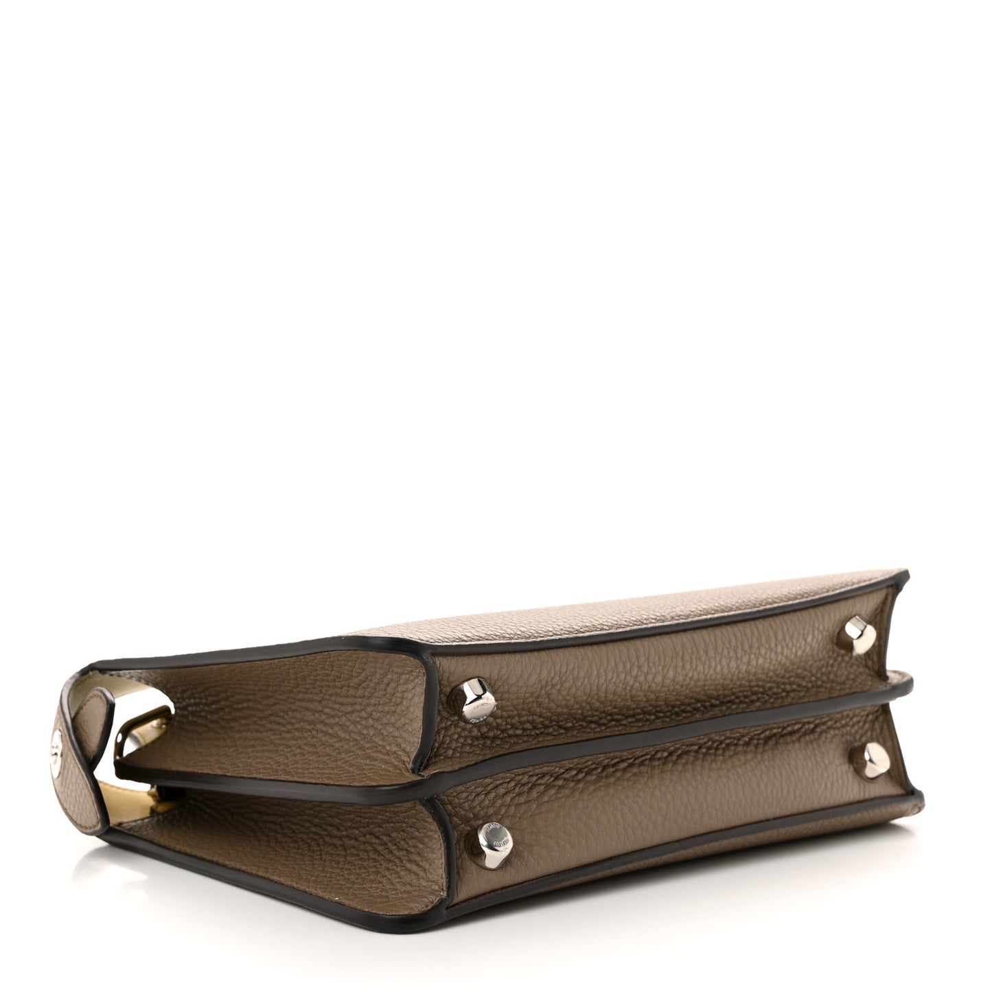Cuoio Romano Vitello Cover Glazed Fabric Bi-Color FF 1974 Mini Peekaboo I SEE U Satchel Tartufo Banana Tobacco Moro