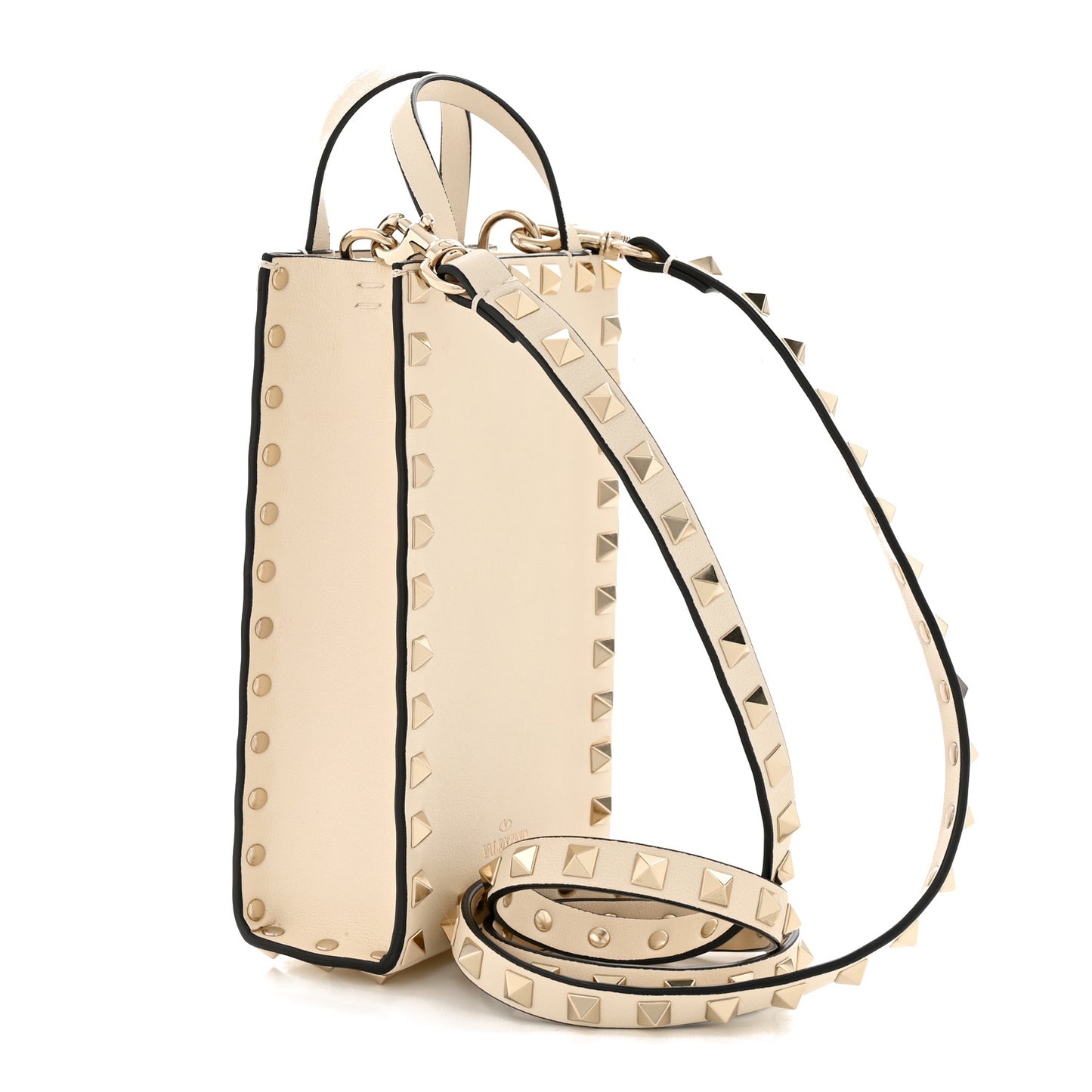 Calfskin Rockstud Phone Holder Ivory