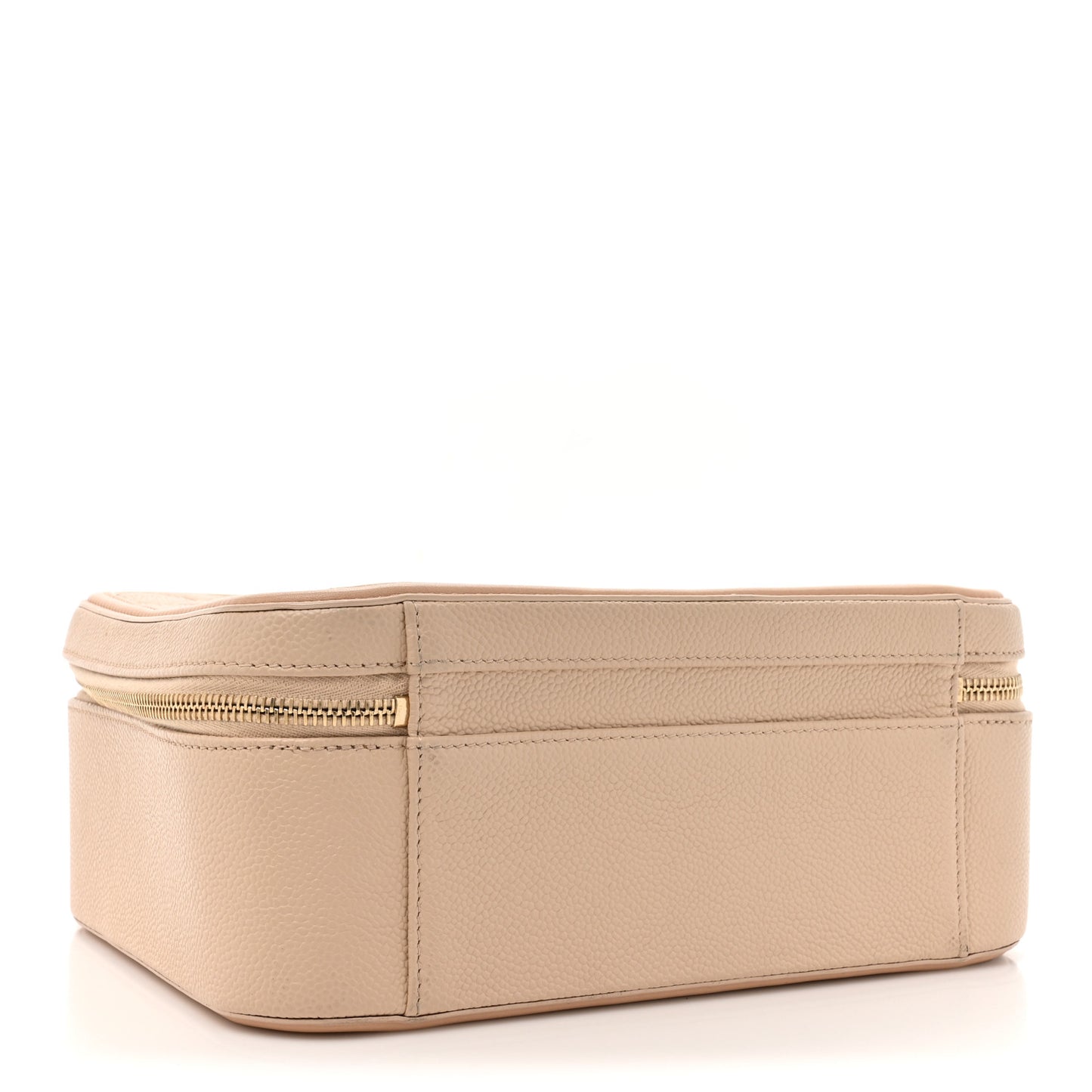 Caviar Quilted Large CC Filigree Vanity Case Beige