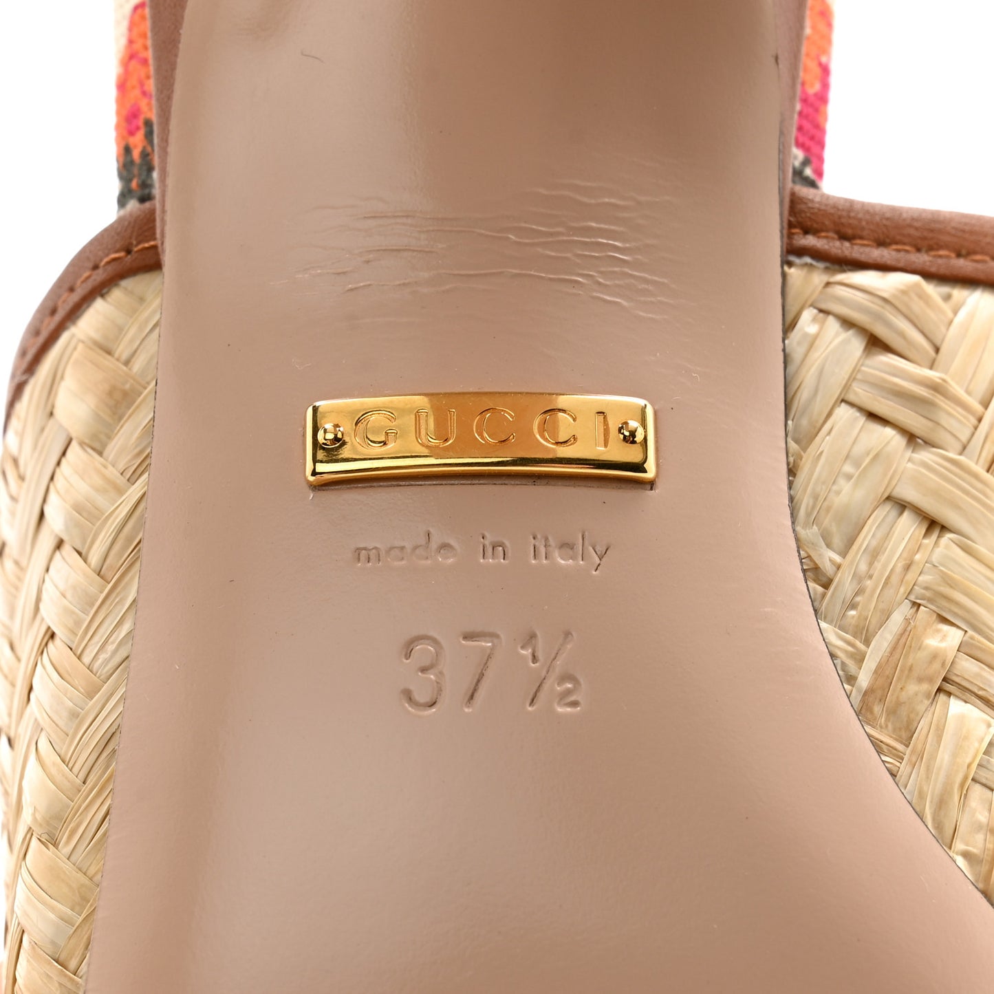 Raffia Malaga Kid Interlocking G Sandals 37.5 Natural