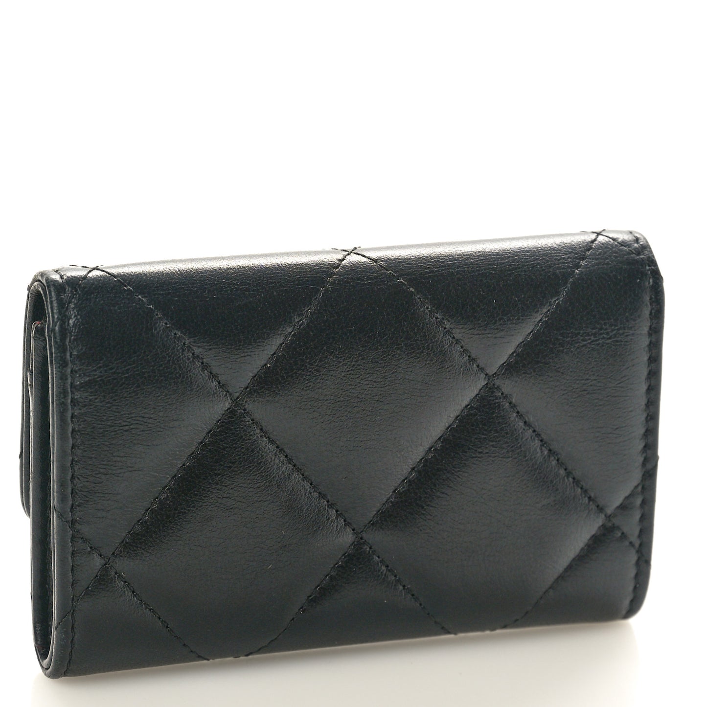 Lambskin Quilted Chanel 19 Flap Card Holder Black