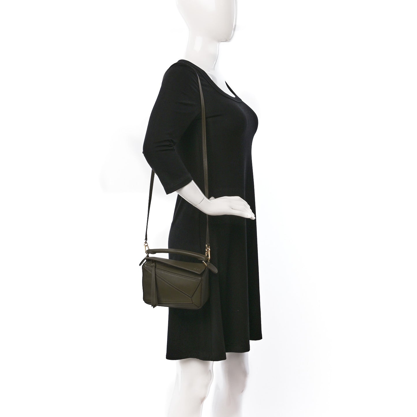 Calfskin Mini Puzzle Bag Khaki Green
