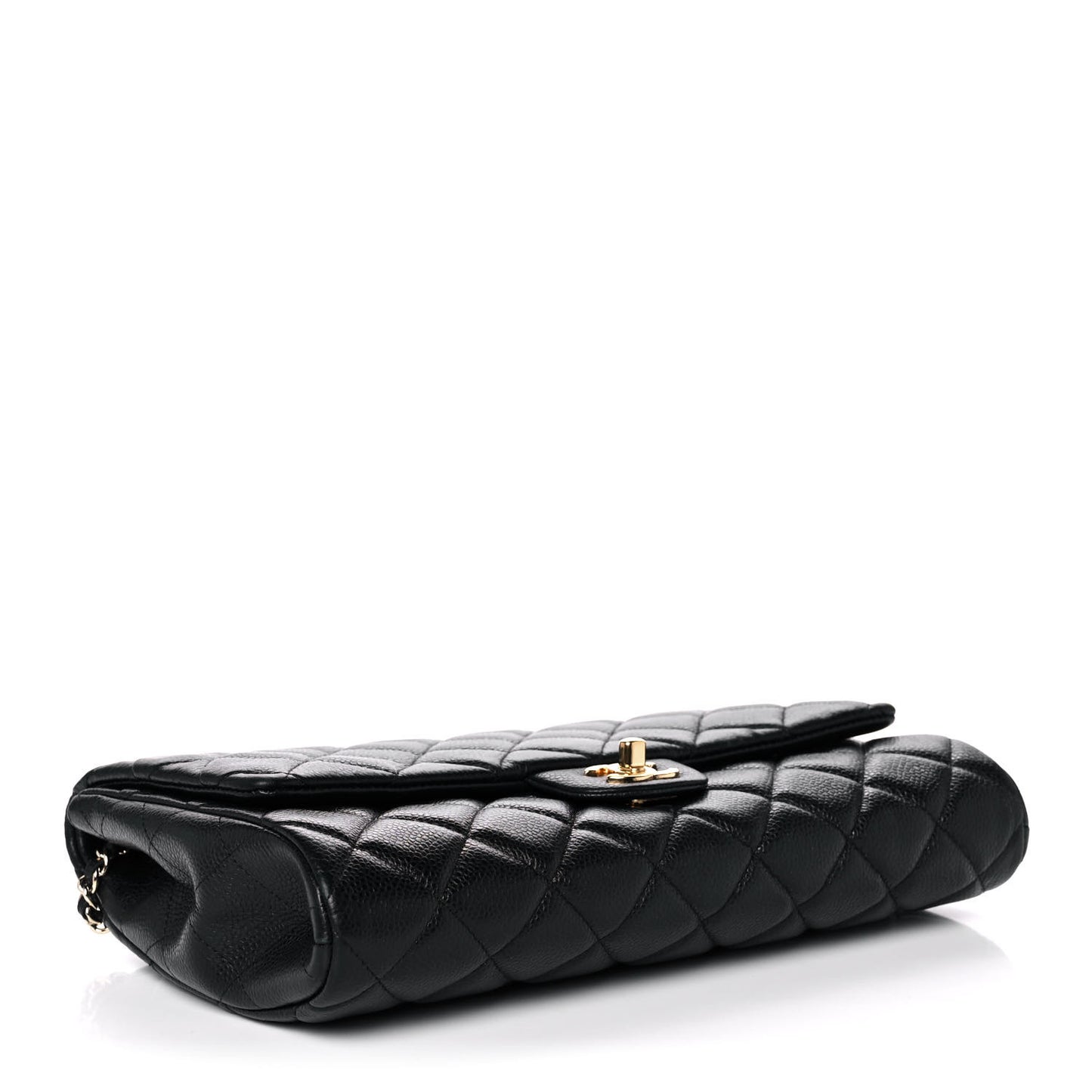 Caviar Quilted Clutch With Chain Flap Black