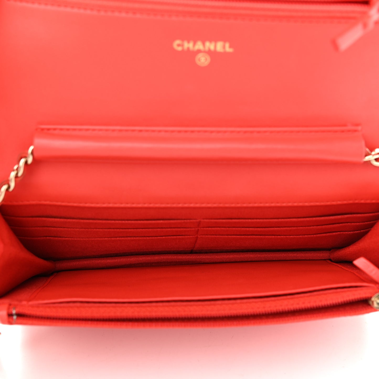 Lambskin Quilted Wallet On Chain WOC Red