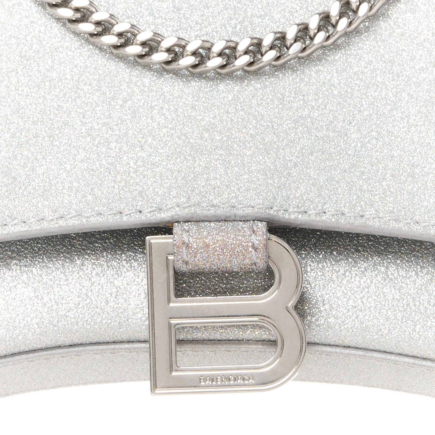 Sparkling Fabric XS Hourglass Wallet On Chain Silver