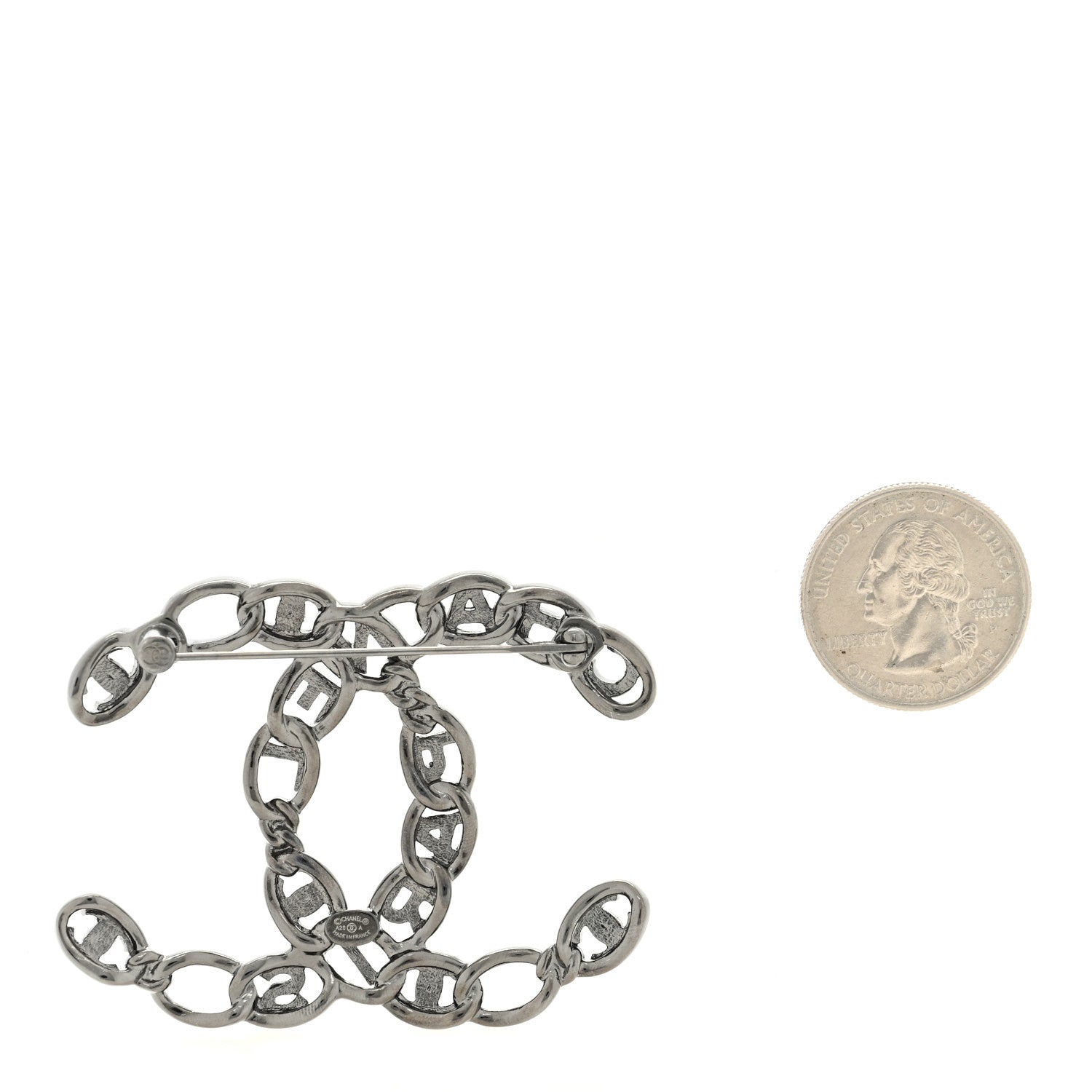 Chanel Ruthenium Crystal Paris Chain CC Chain Logo Brooch 2 of 3