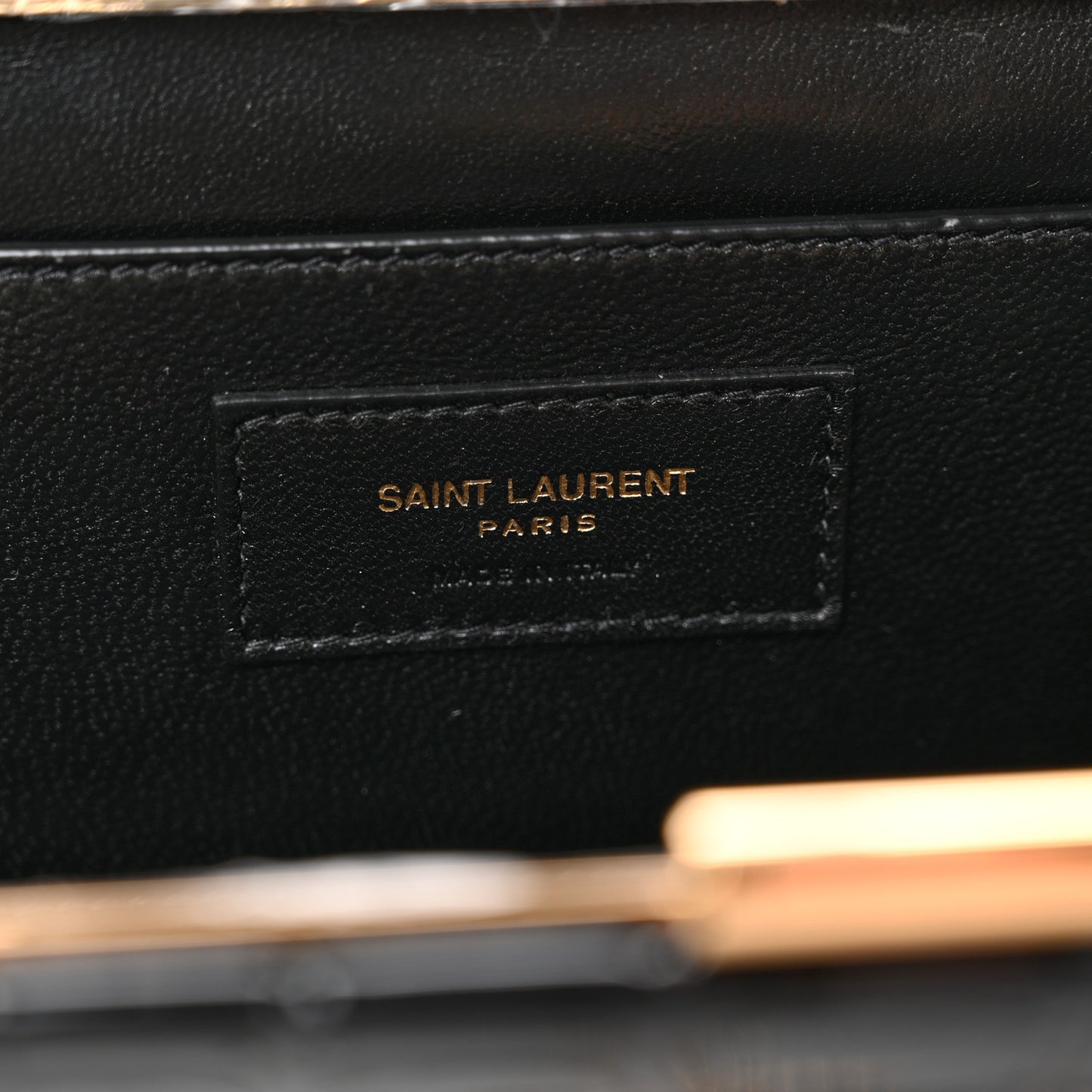 Lacquered Calfskin Crocodile Embossed Small Midnight Clutch Black