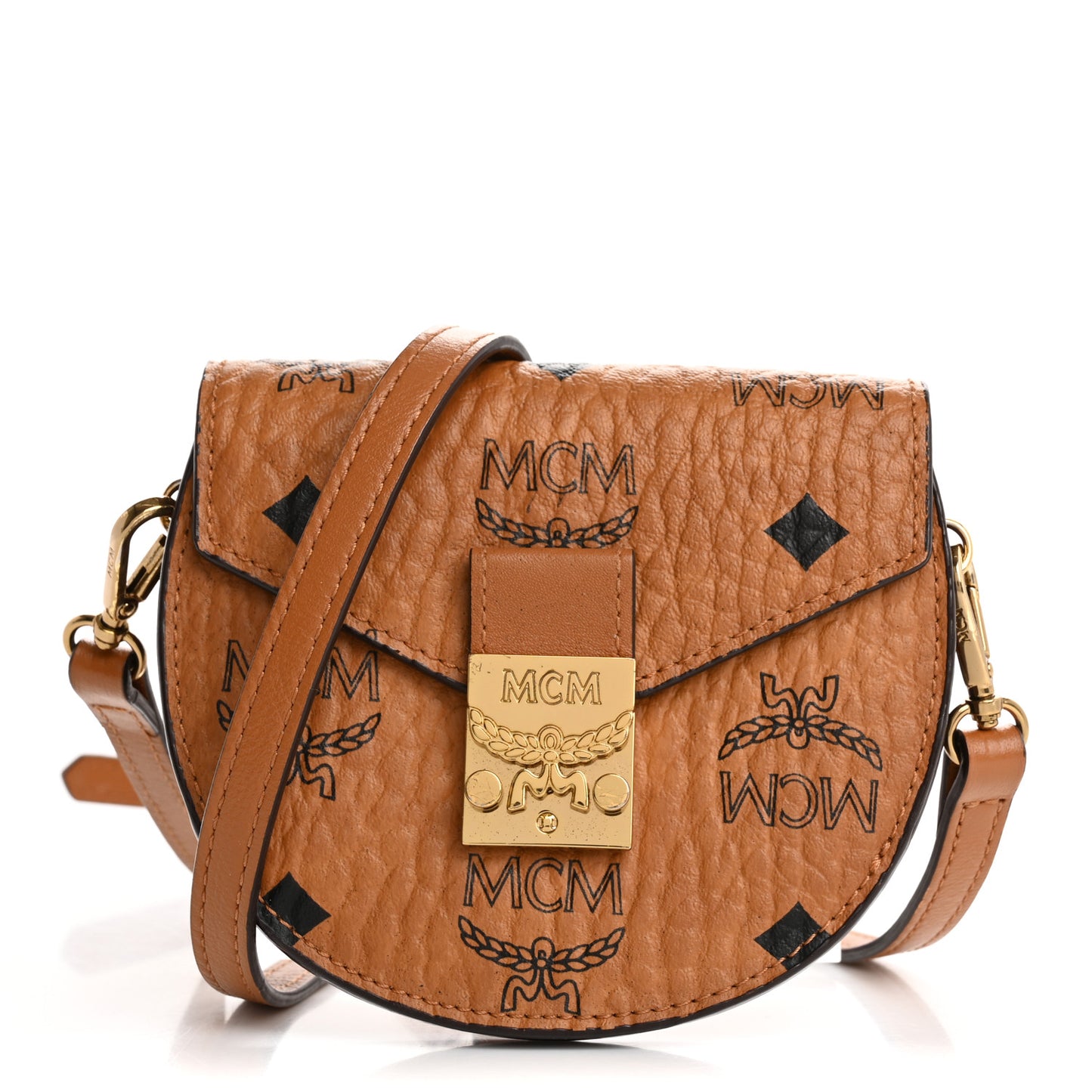 Visetos Small Patricia Round Crossbody Wallet Cognac