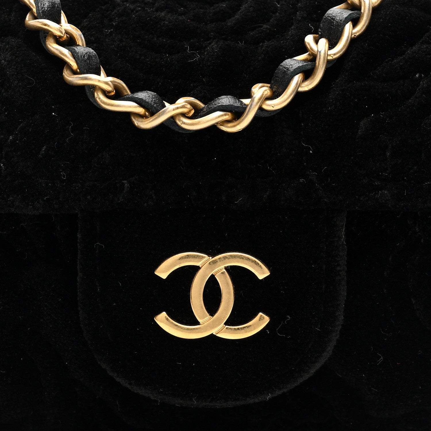 Chanel Velvet Camellia Embossed Jewel Belt Card Holder With Chain Black 8 of 10