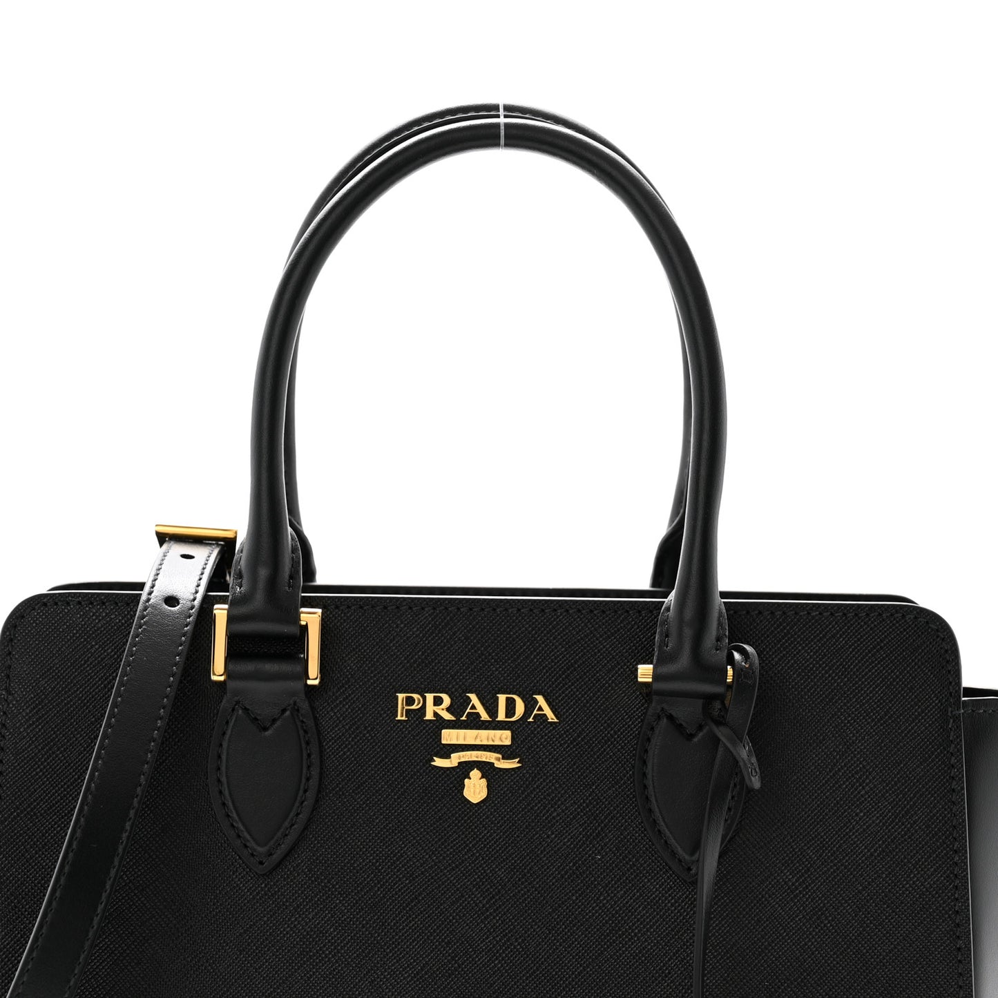 Saffiano Soft Calfskin Small Zippered Tote Black