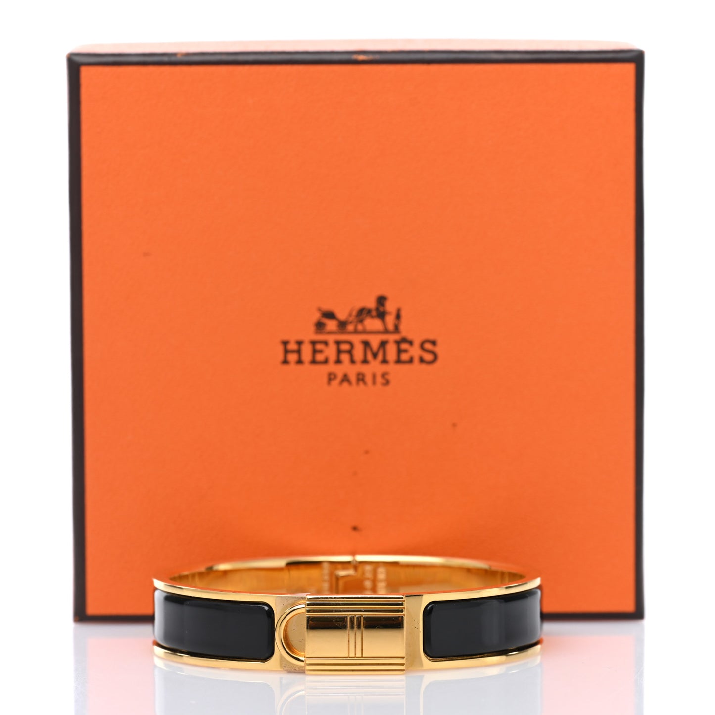 Enamel Narrow Clic Cadenas Bracelet PM Black