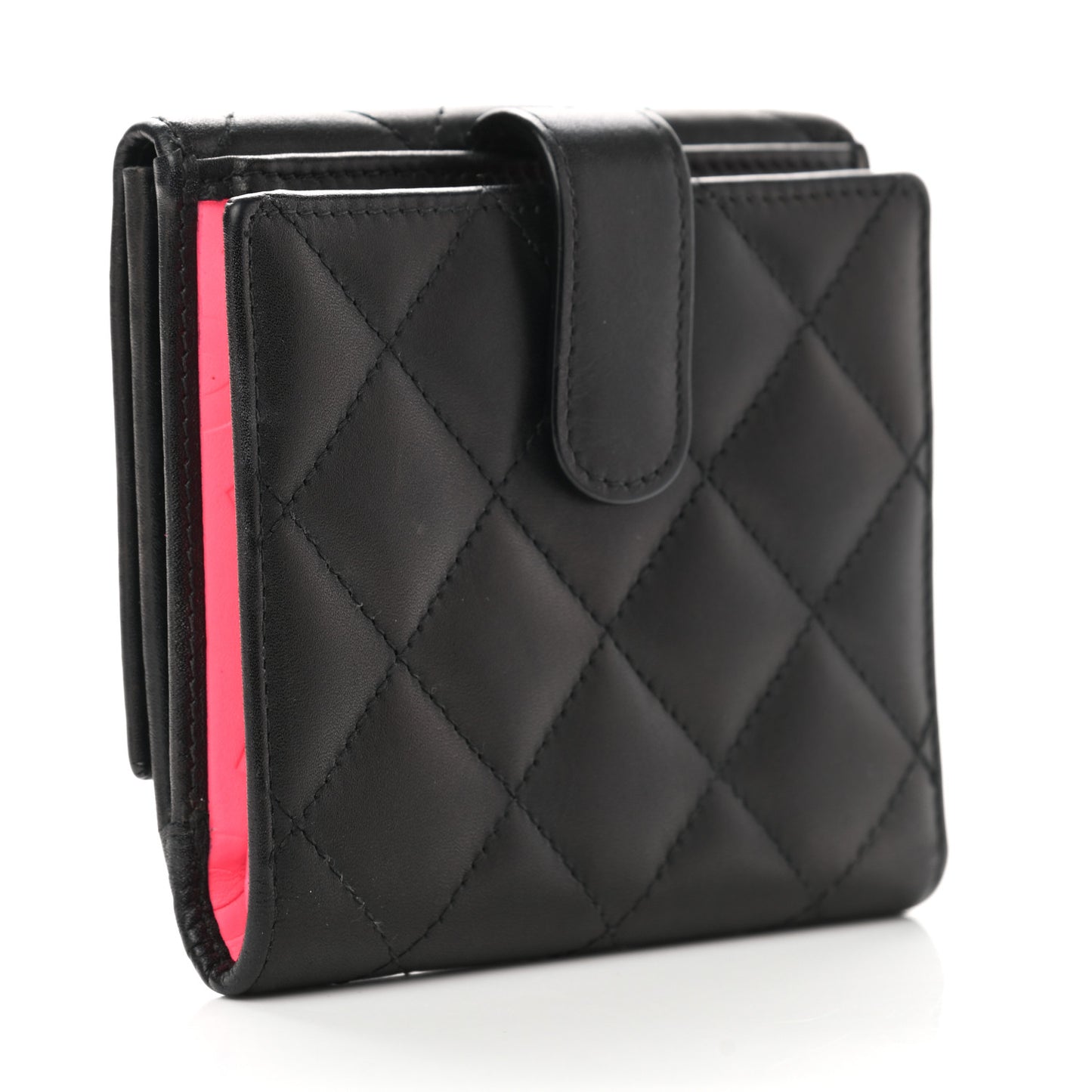 Calfskin Quilted Cambon Business Card Holder Black