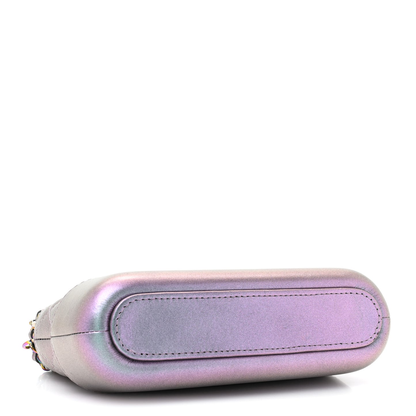 Iridescent Lambskin Calfskin Quilted Small Gabrielle Clutch With Chain Light Purple