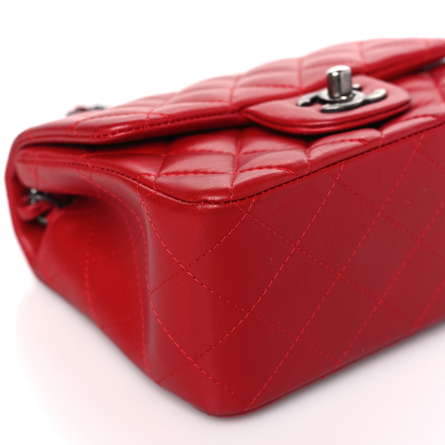 Lambskin Quilted Mini Square Flap Red