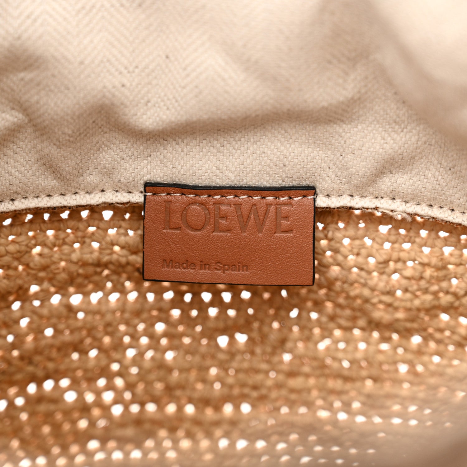 Loewe Calfskin Raffia Anagram Paulas Ibiza Pochette Bag Natural Tan 6 of 11