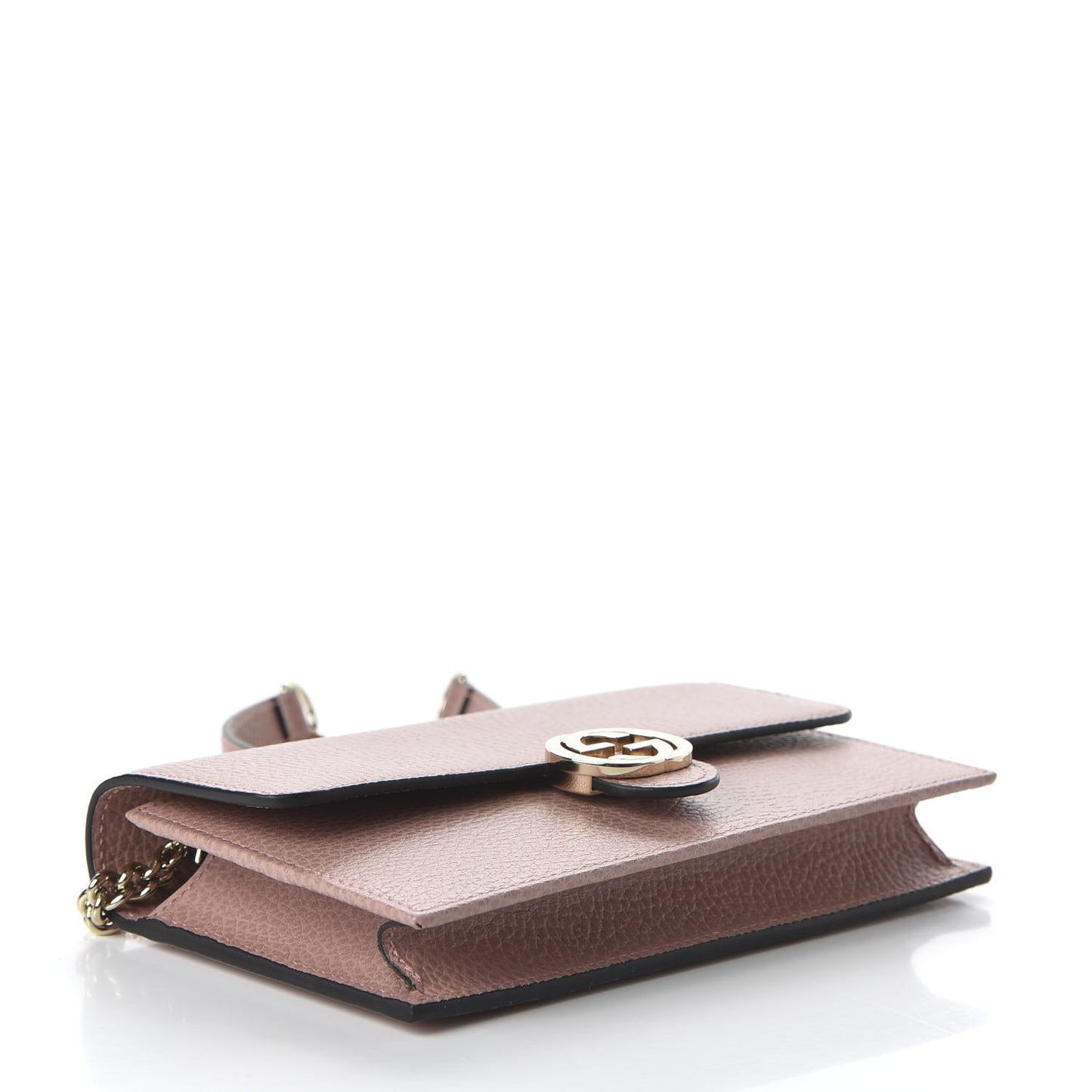 Dollar Calfskin Interlocking G Chain Wallet Soft Pink