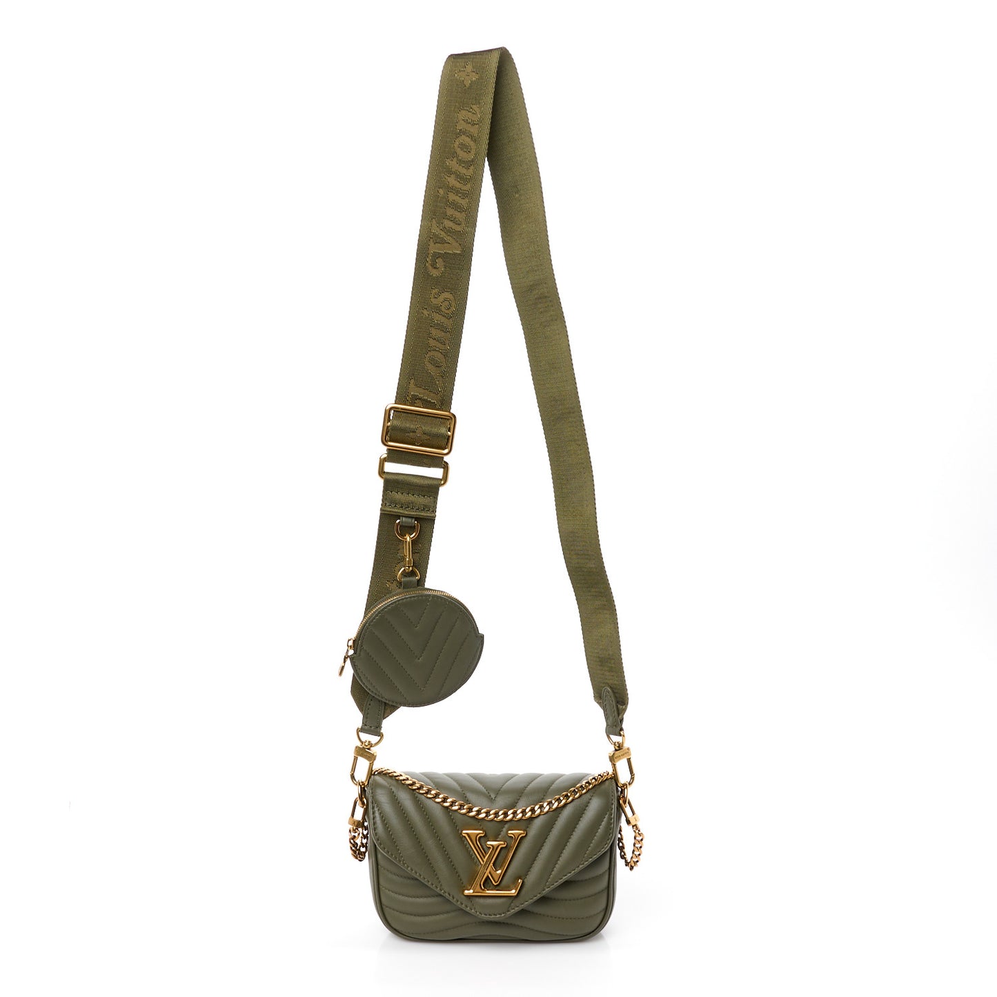 LOUIS VUITTON Calfskin New Wave Multi Pochette Kaki