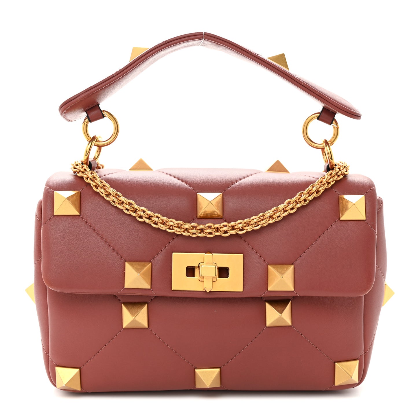 Nappa Medium Roman Stud Shoulder Bag Gingerbread