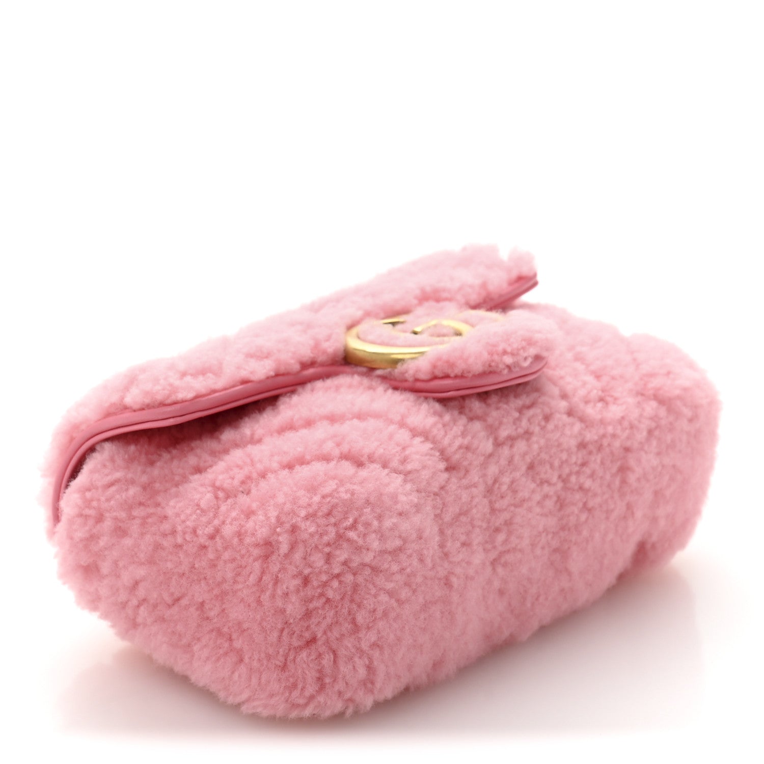 Gucci Shearling Matelasse Super Mini GG Marmont Shoulder Bag Lotus Pink 4 of 11