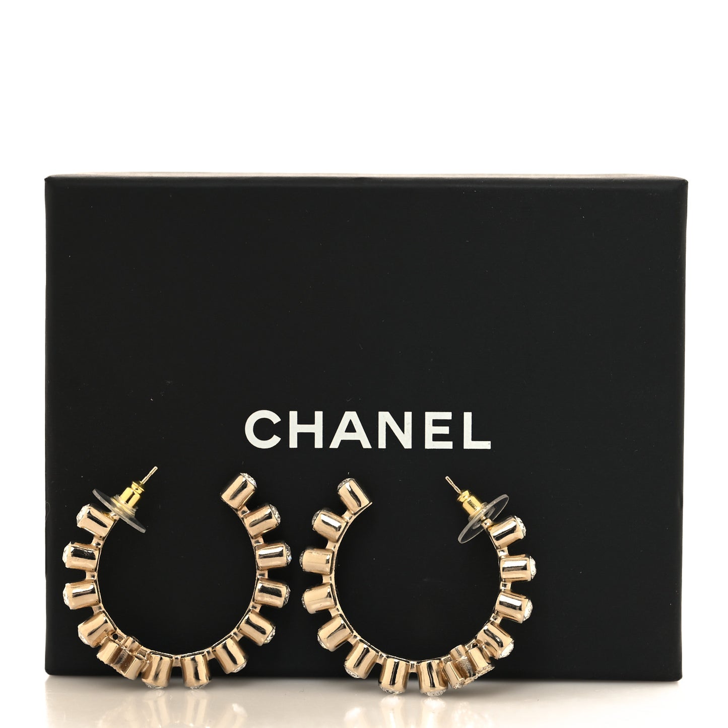 Crystal CC Hoop Earrings Gold
