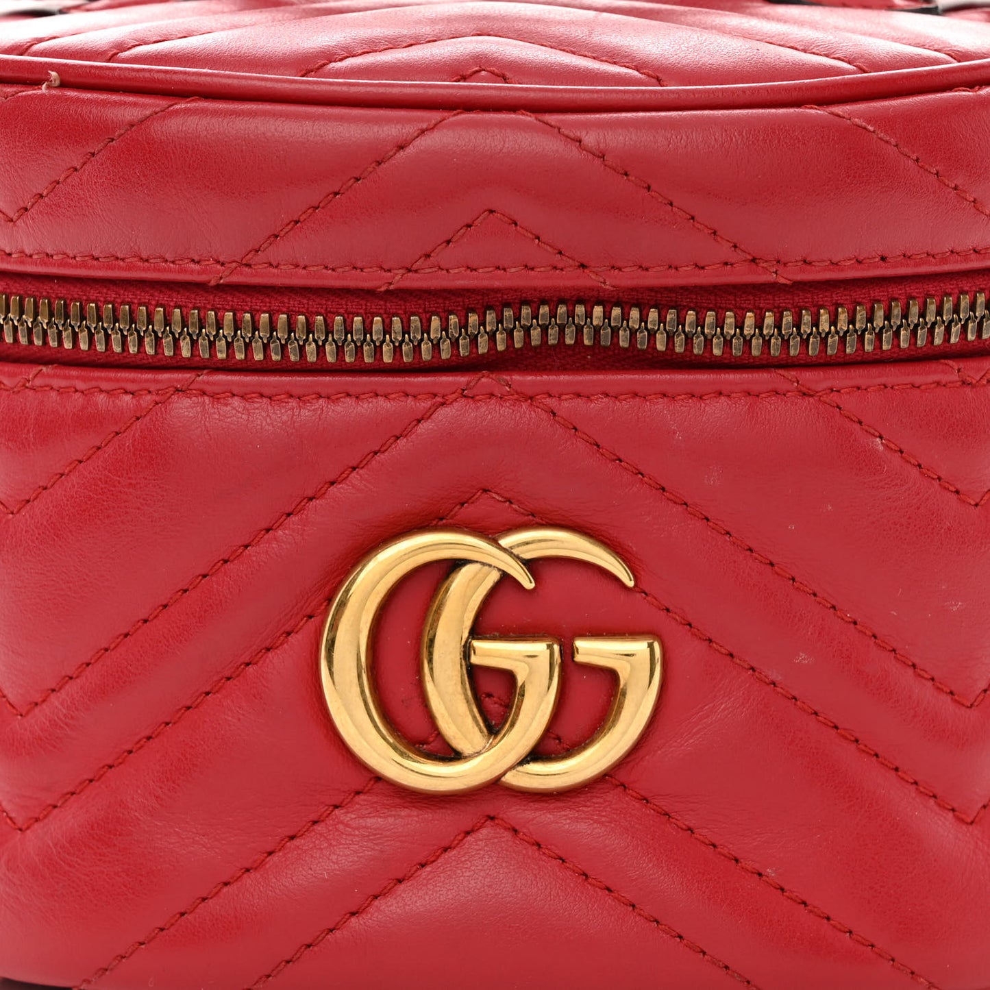 Calfskin Matelasse Mini GG Marmont Round Backpack Hibiscus Red