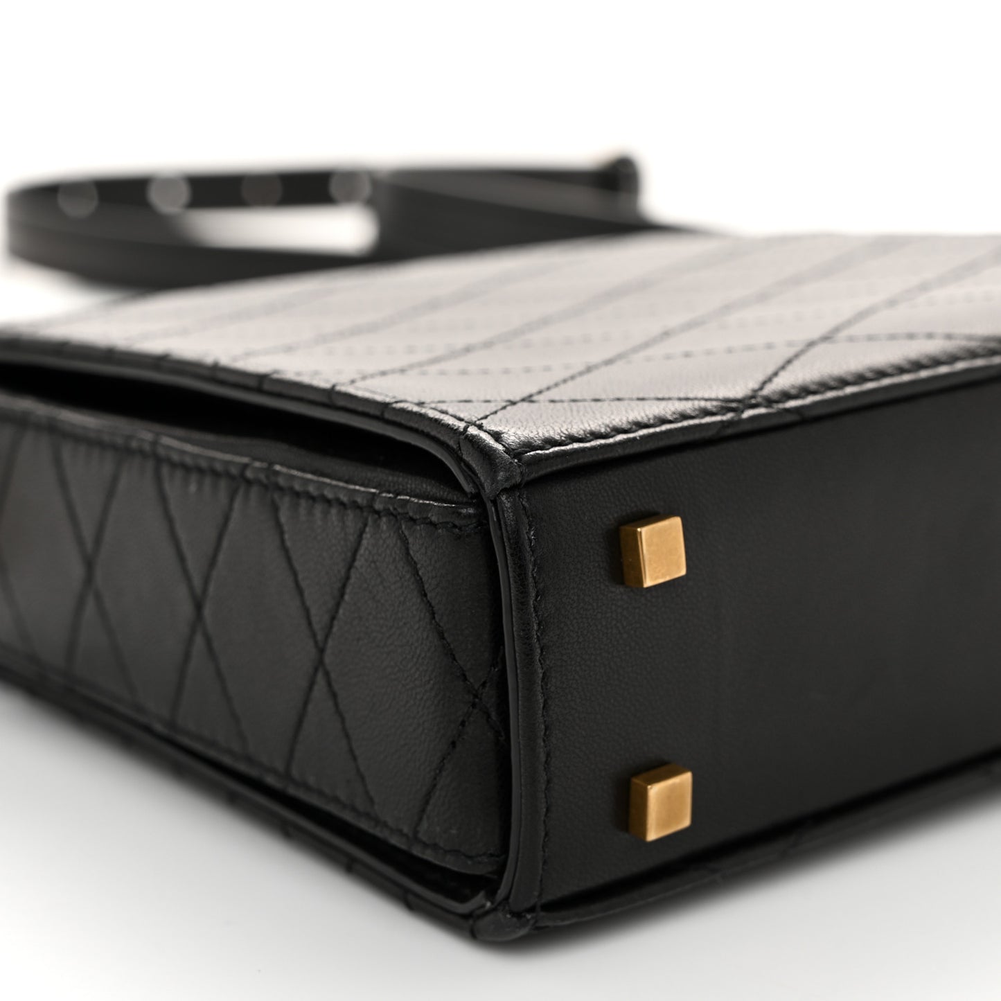 Lambskin Quilted Mini Square Crossbody Black