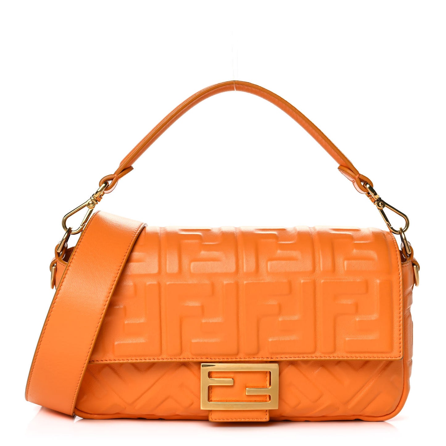Nappa FF 1974 Embossed Baguette Clementine