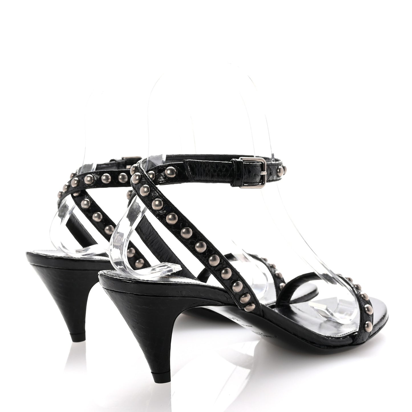 Ayers Snakeskin Pearl Embellished Kiki 55 Sandals 36.5 Black