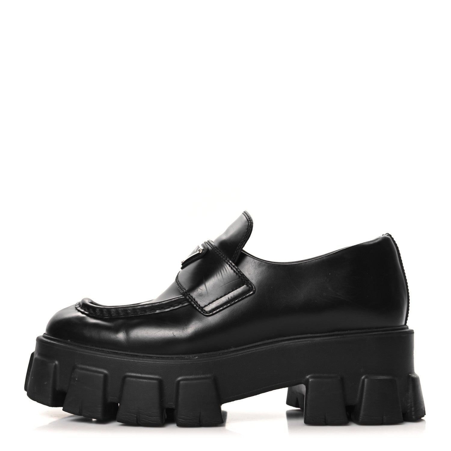 PRADA ローファー Prada Spazzolato Triangle Logo Monolith Pointy 55mm Loafers 38.5