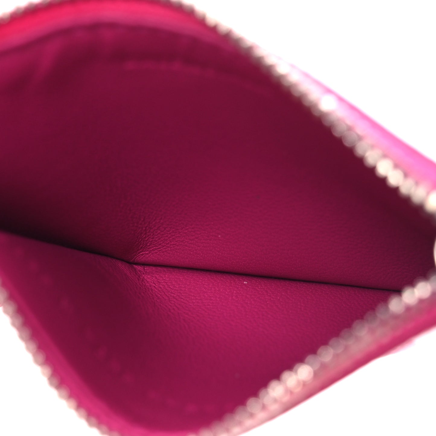 Grained Calfskin Miami Logo Cash Coin Card Holder On Keychain Fuchsia