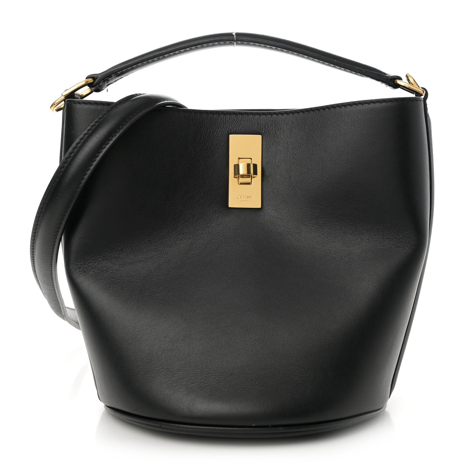Celine Black Bucket Bag with Gold Accents Celine Smooth Calfskin Teen Bucket 16 Black 1734230  main image 2