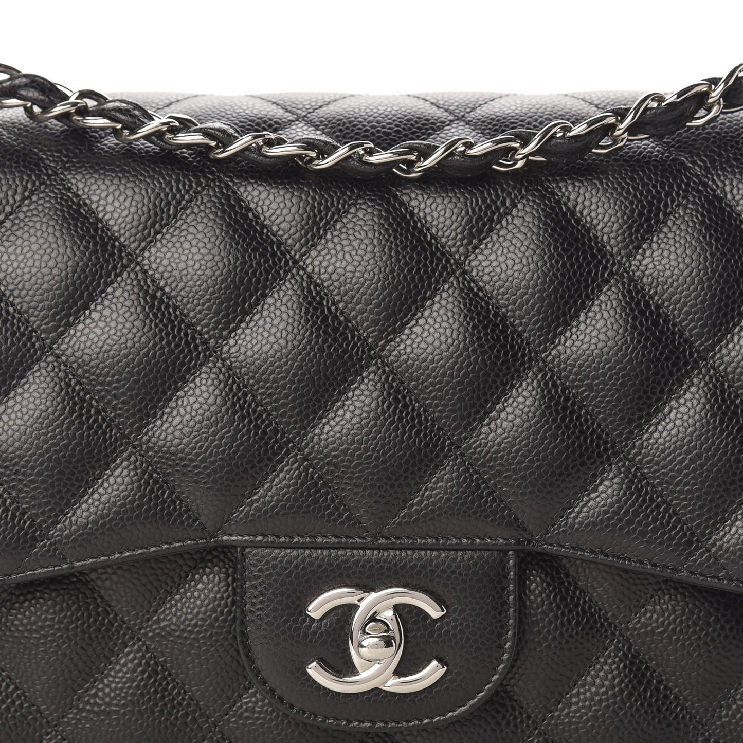 Caviar Quilted Jumbo Double Flap Black