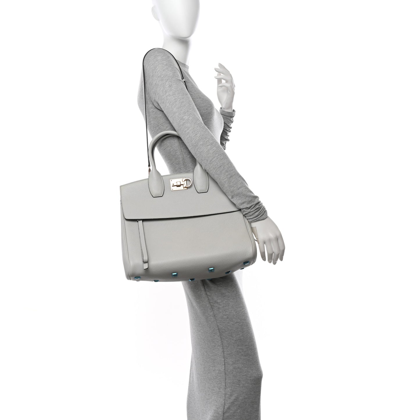 Calfskin Large The Studio Bag Gull Grey