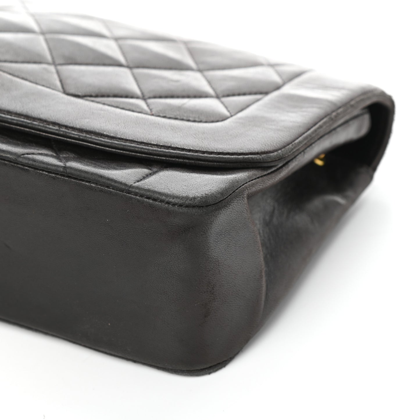 Lambskin Quilted Medium Single Flap Brown