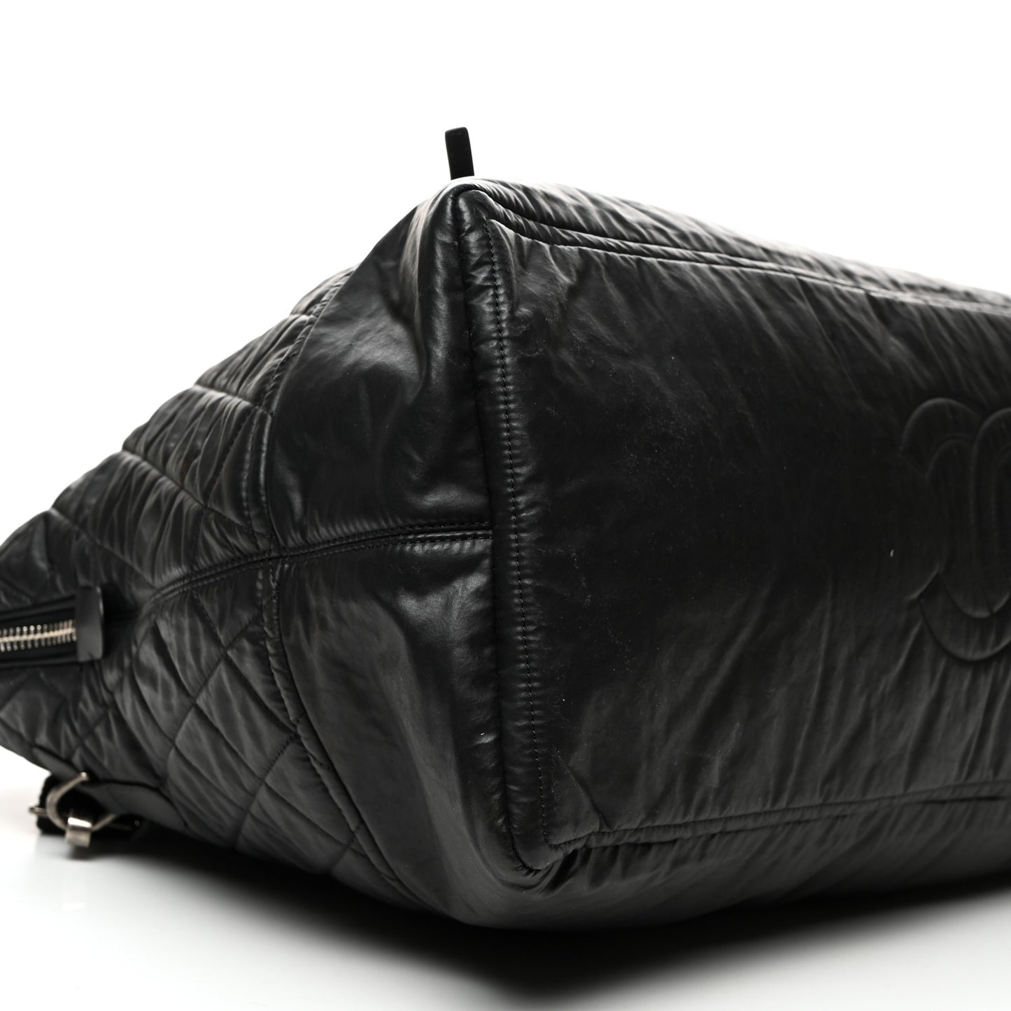 Coated Canvas Quilted Large Garment Travel Bag Black