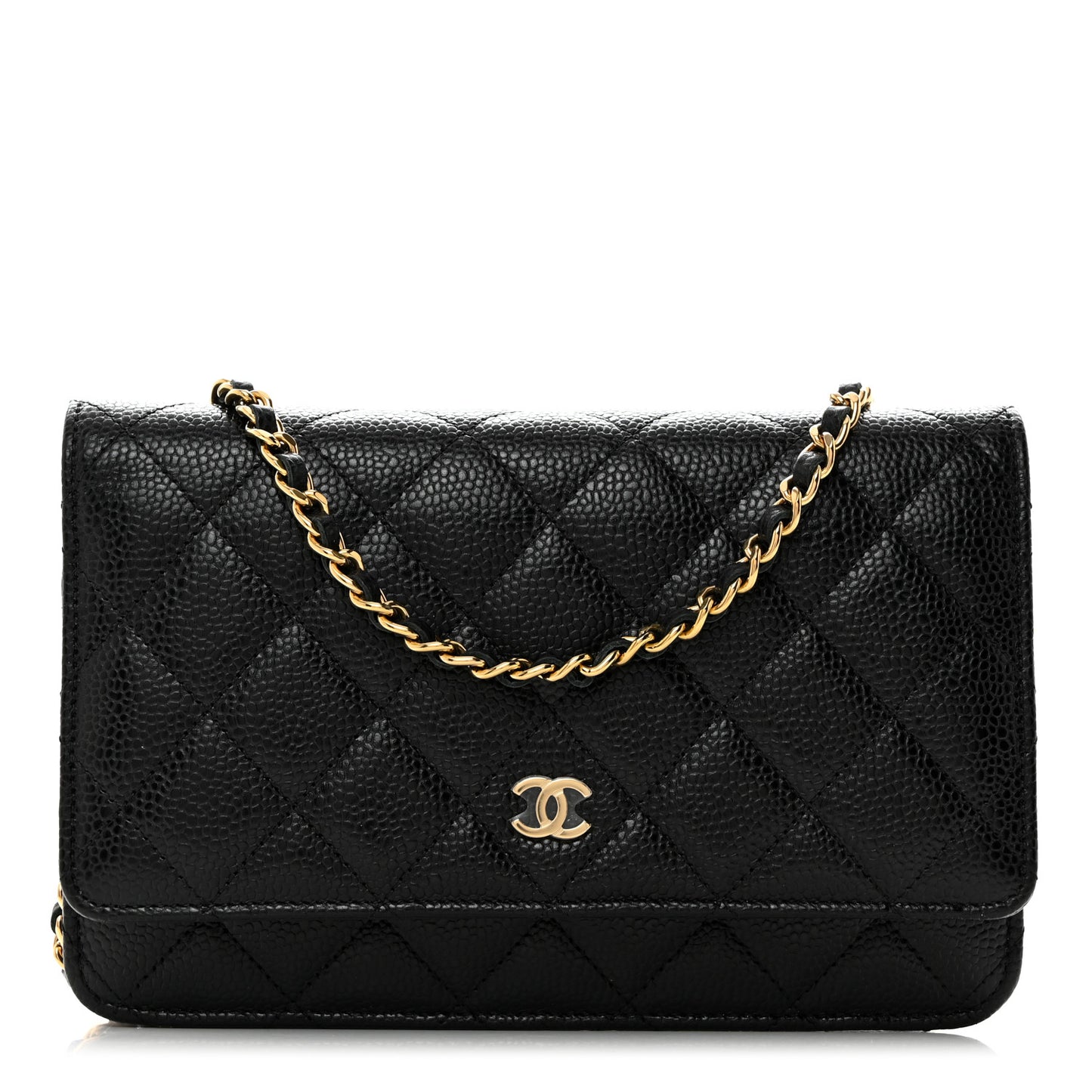 Caviar Quilted Wallet on Chain WOC Black