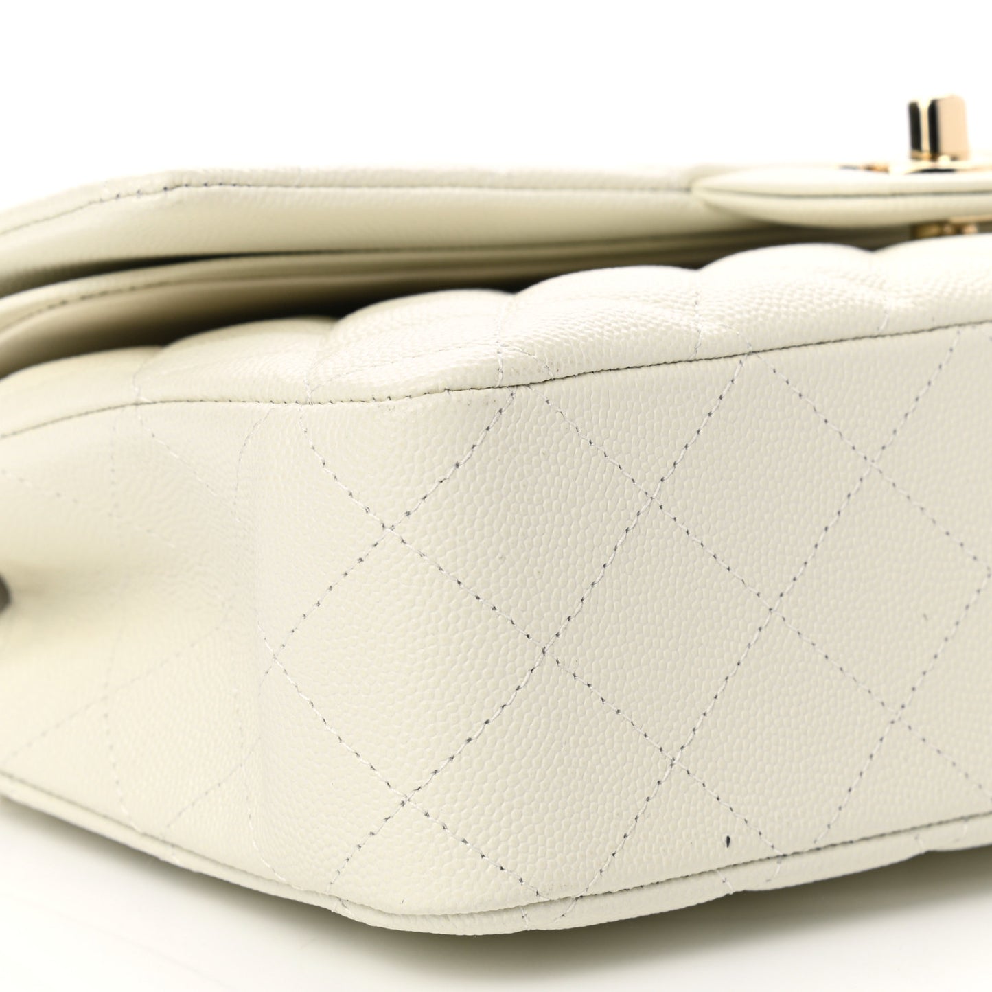 Caviar Quilted Medium Double Flap White