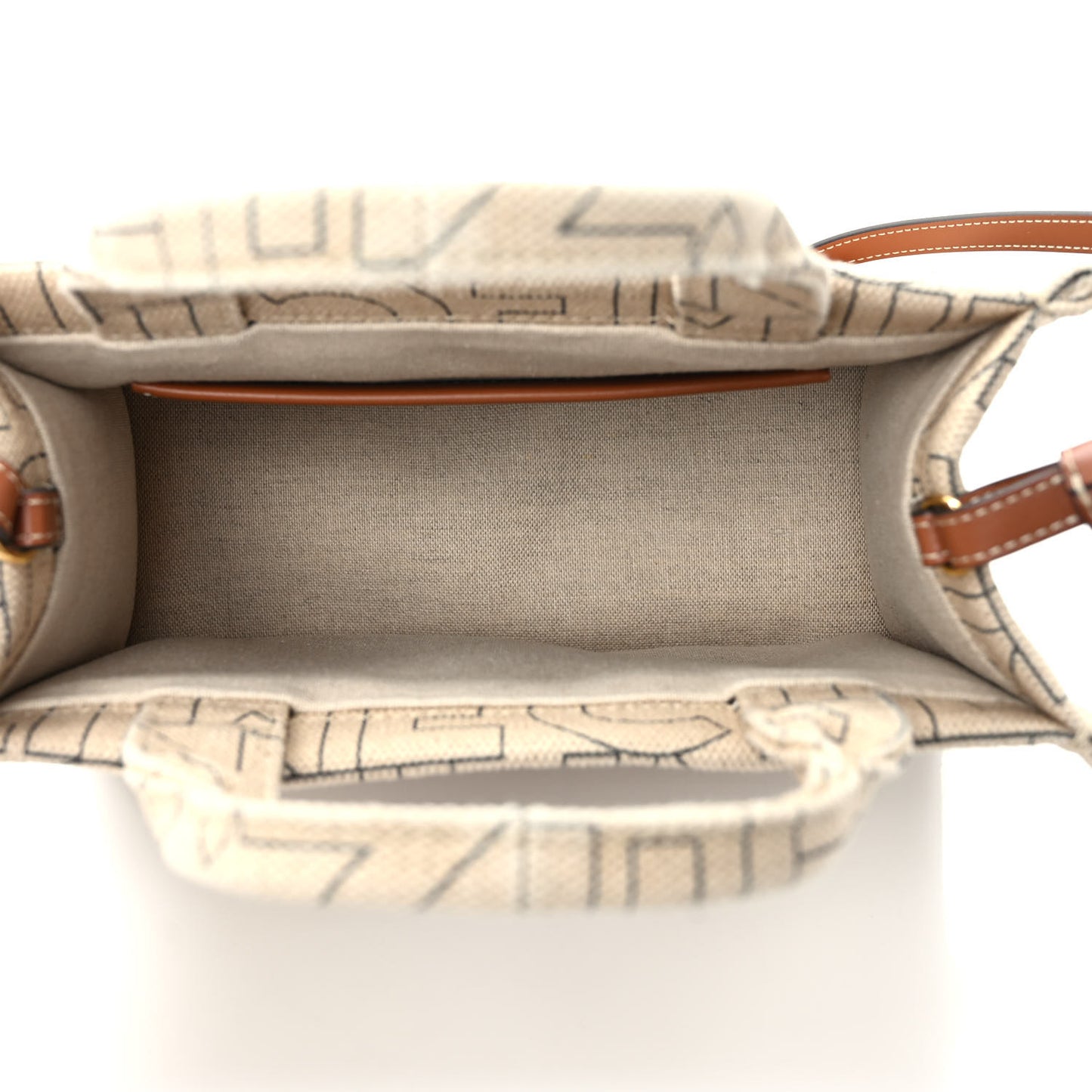 Canvas Calfskin All Over Print Small Cabas Thais Natural Tan