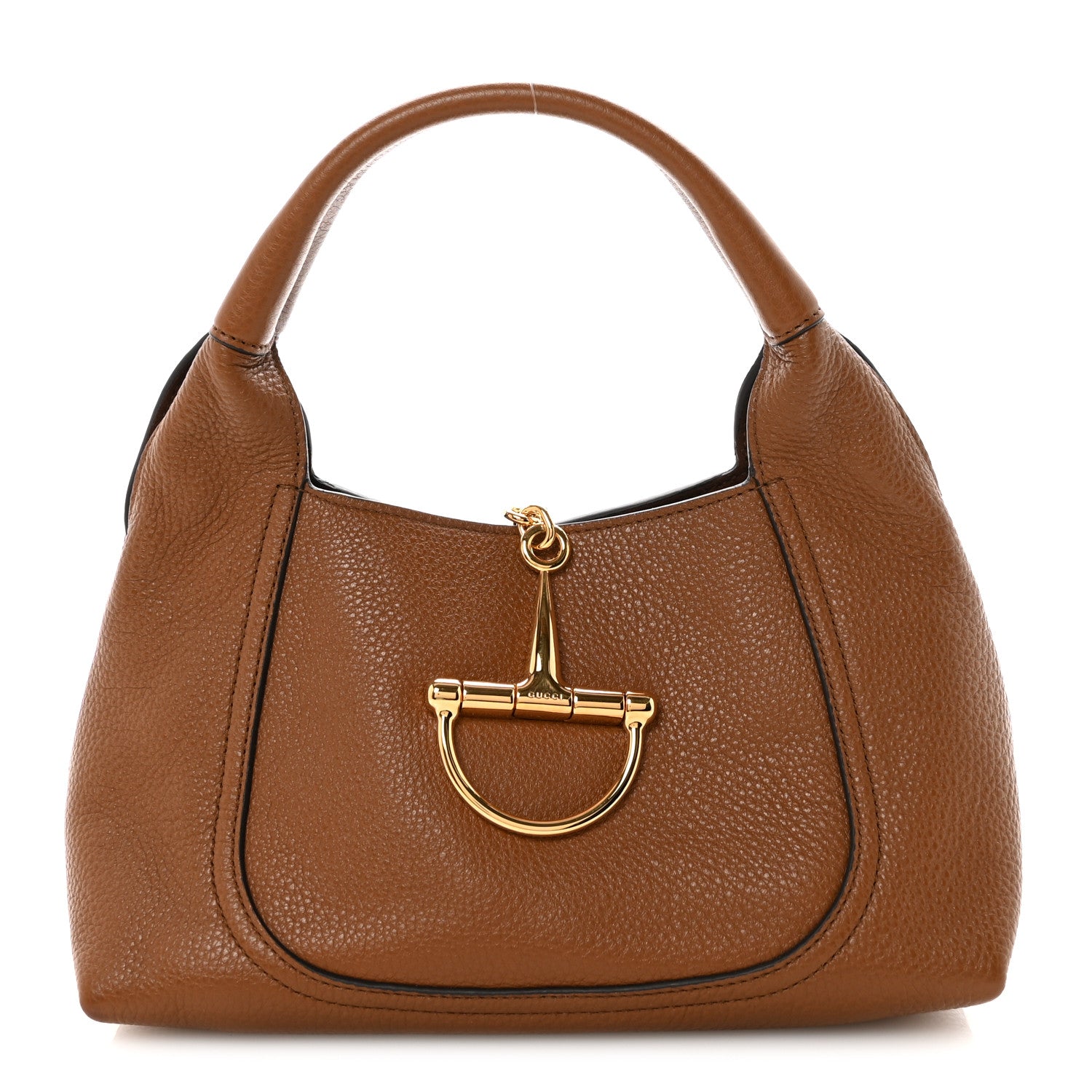 Gucci Grained Calfskin Softbit Medium Shoulder Bag Brown  display picture 1