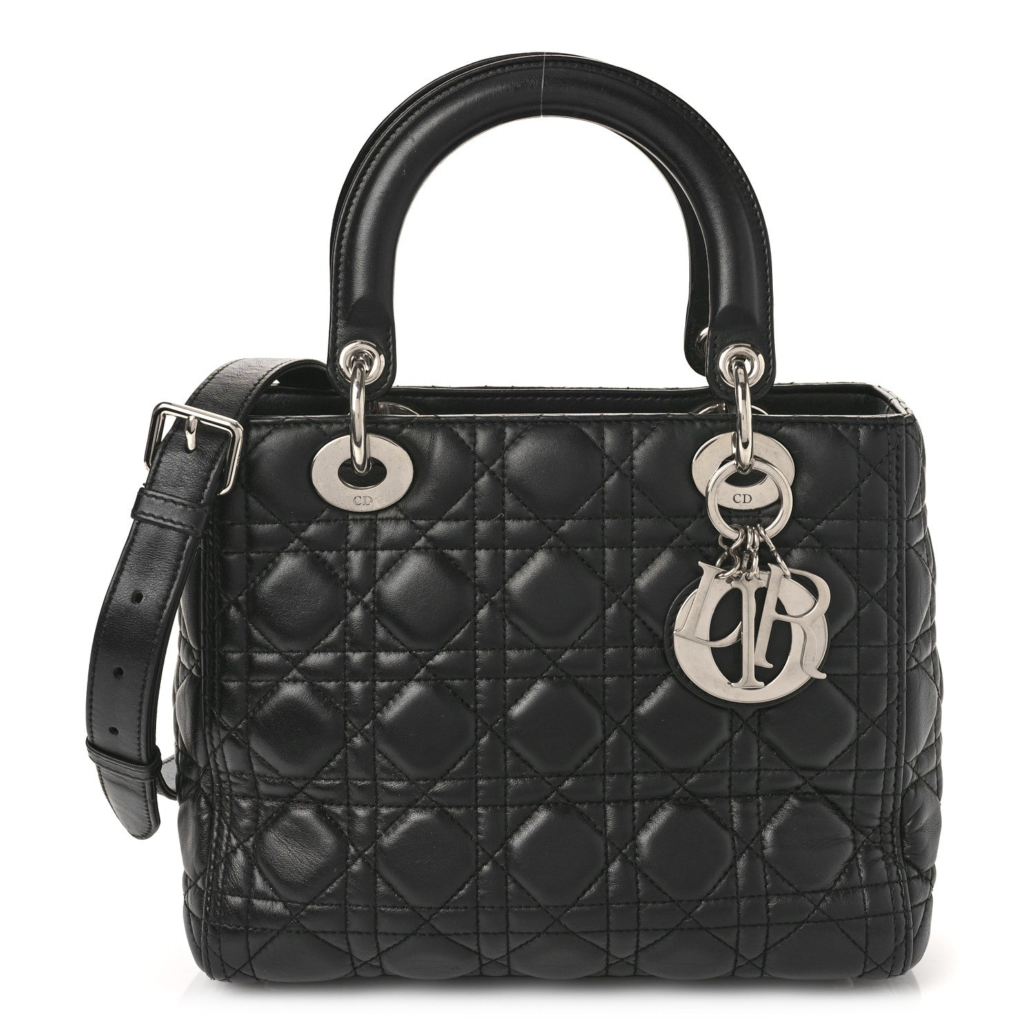 Christian Dior Lambskin Cannage Medium Lady Dior Black 1 of 9